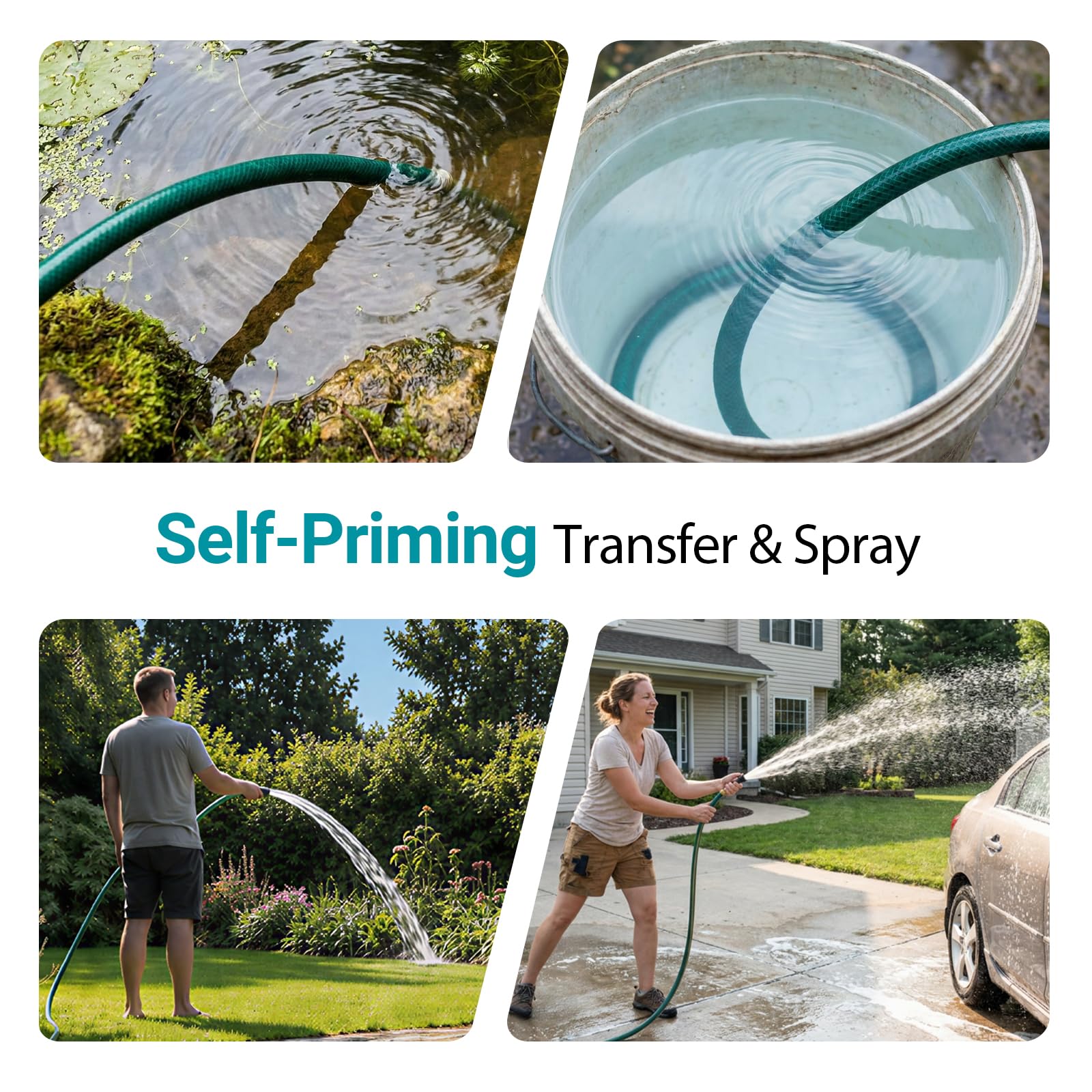 Bomba de transferencia de agua sin escobillas compatible con batería Makita de 18 V (solo herramienta), bomba autocebante inalámbrica de 1/4HP 540GPH, bomba de utilidad para drenaje de piscina
