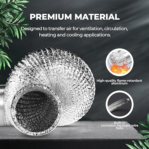 Miniatura 10 de iPower - Conducto de ventilación de aire para secadora lámina de aluminio sin aislamiento 4 pulgadas x 8 pies GLDUCT4X8C