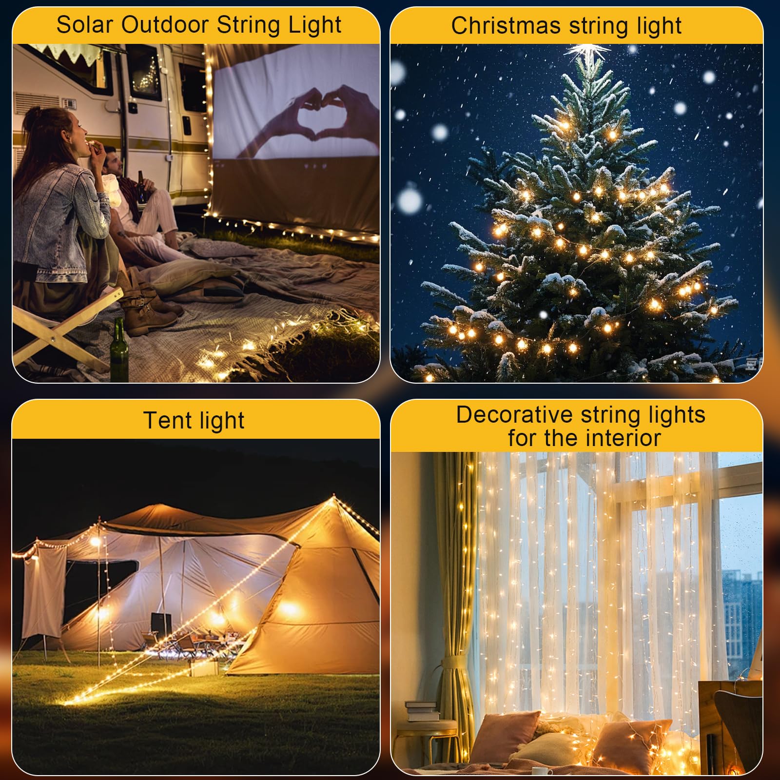 Brillistep Warm White Retractable Outdoor Solar Camping String Lights Reel 20m 200 LED Waterproof IP65, Camping Fairy Lights for Tents - Image 4