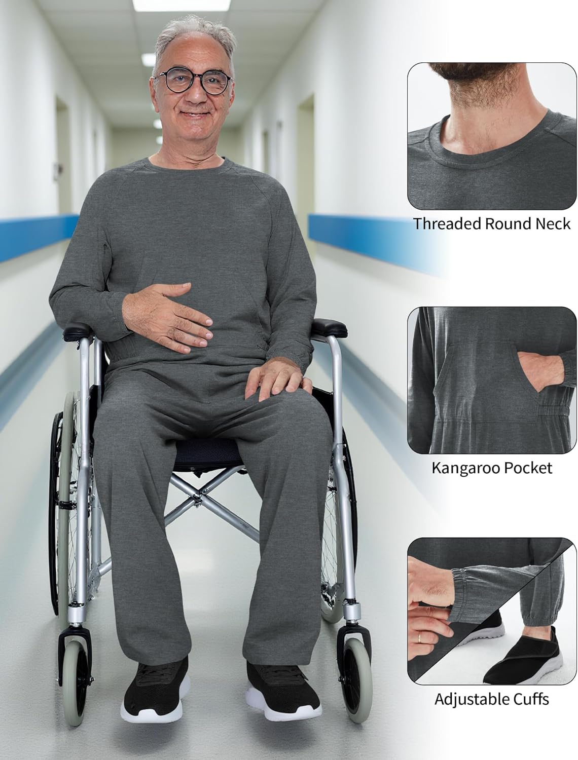 Adaptive Men's Security Back-Zip Jumpsuit - Easy Care Romper for Elderly & Limited Mobility - Image 4