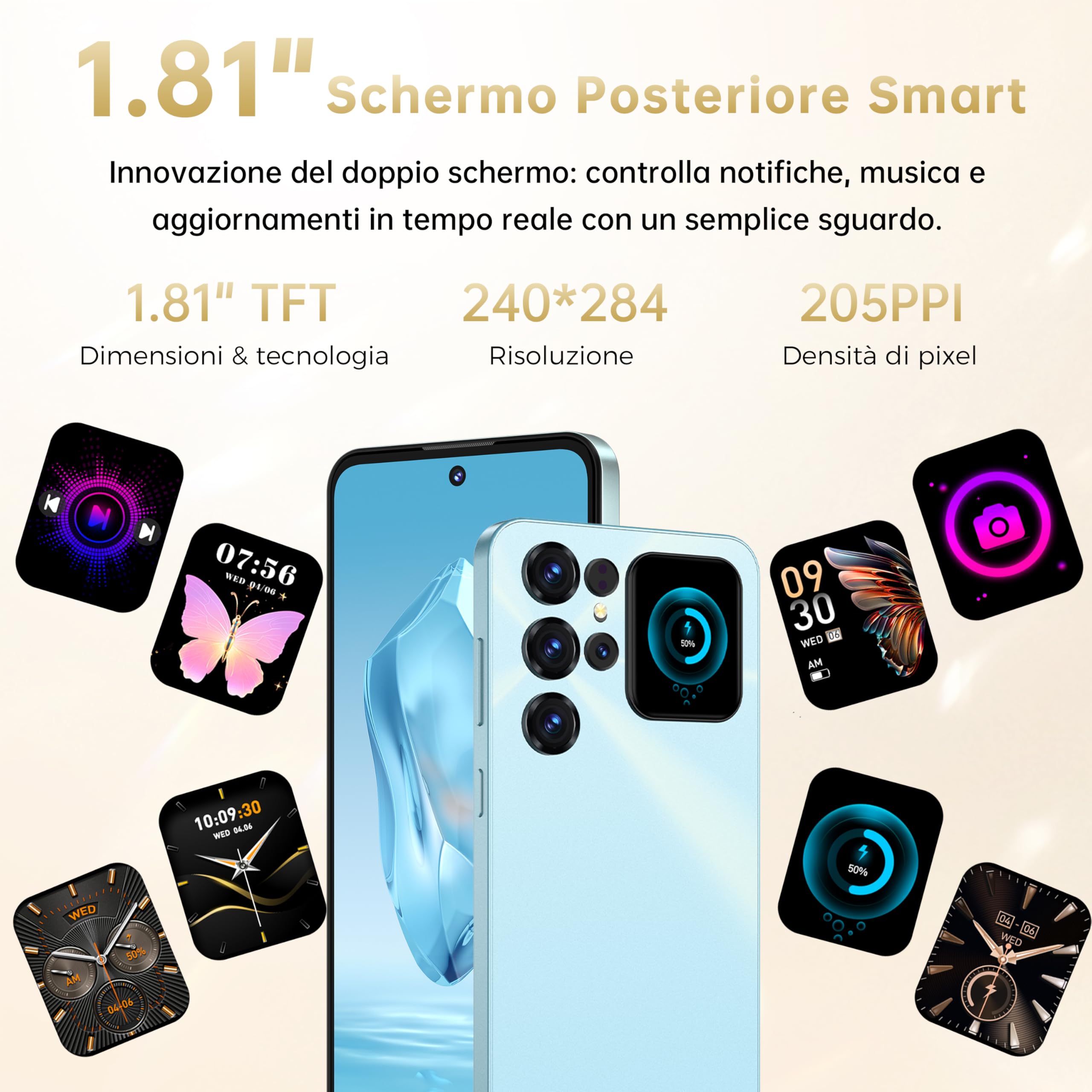 OUKITEL C68 PLUS Smartphone Android - 7.2"HD+ 120Hz Schermo Grande & 1.81" Schermo Posteriore, 24GB RAM+256GB ROM/1TB Telefono Cellulare, 64MP+8MP,6000mAh Cellulari,Dual SIM 4G/Face ID/Fingerprint/NFC