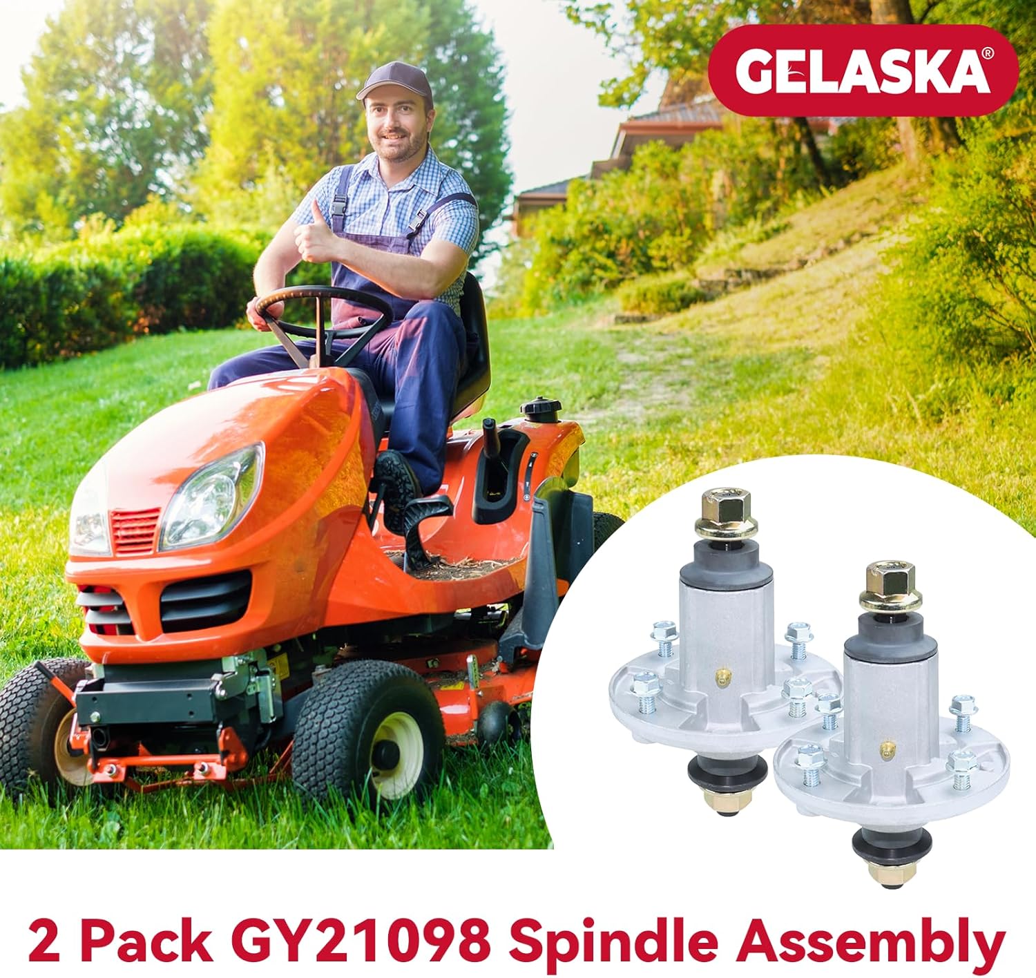 GELASKA 2 Pack AUC15811 Spindle Replaces GY21098, GY20454, GY20962 for John Deere D100, D105, D110, D120, D125, D130, D140, D150, D155, D160, LA110 LA115 LA120 LA125 LA130 LA135 LA140 LA145 Tractors