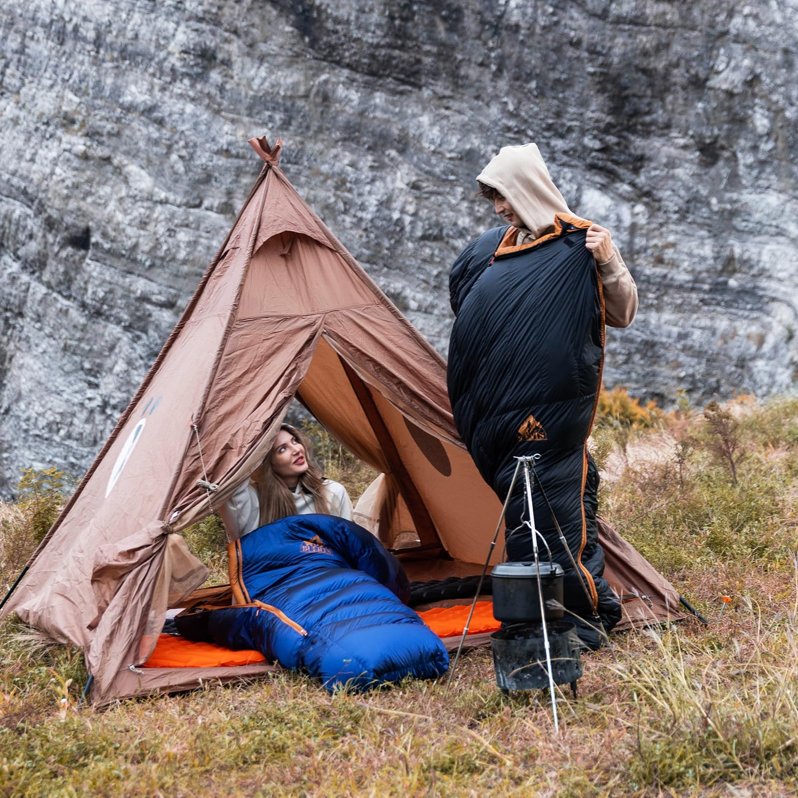 Sac de Couchage Duvet Hiver, XXL Adulte, 3 Saisons, Ultra-Léger, Idéal Camping, Randonnée, Backpacking et Survie en Plein Air