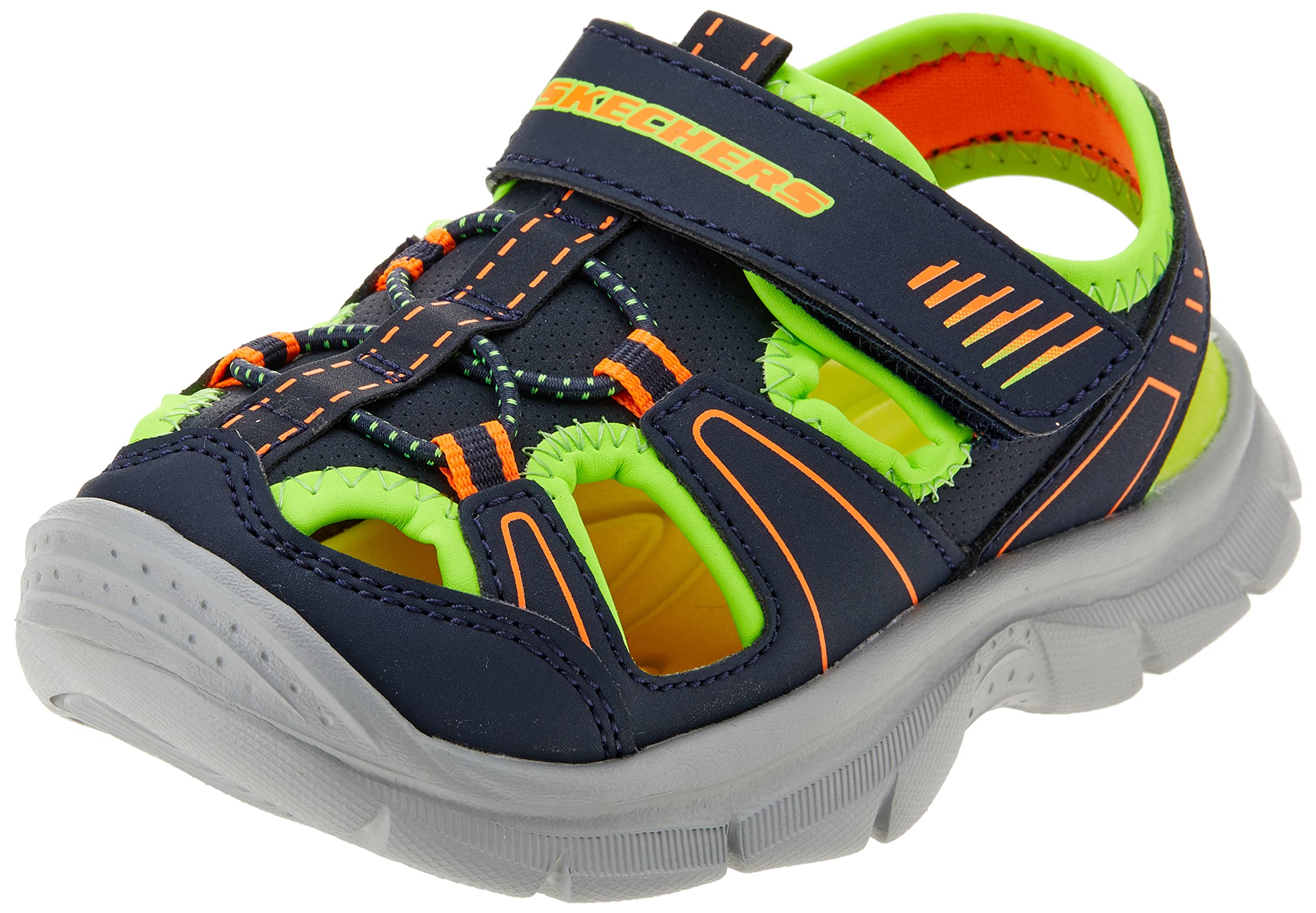 Skechers Kids Boy's Relix-Valder Sneaker, Navy/Lime, 10 Toddler