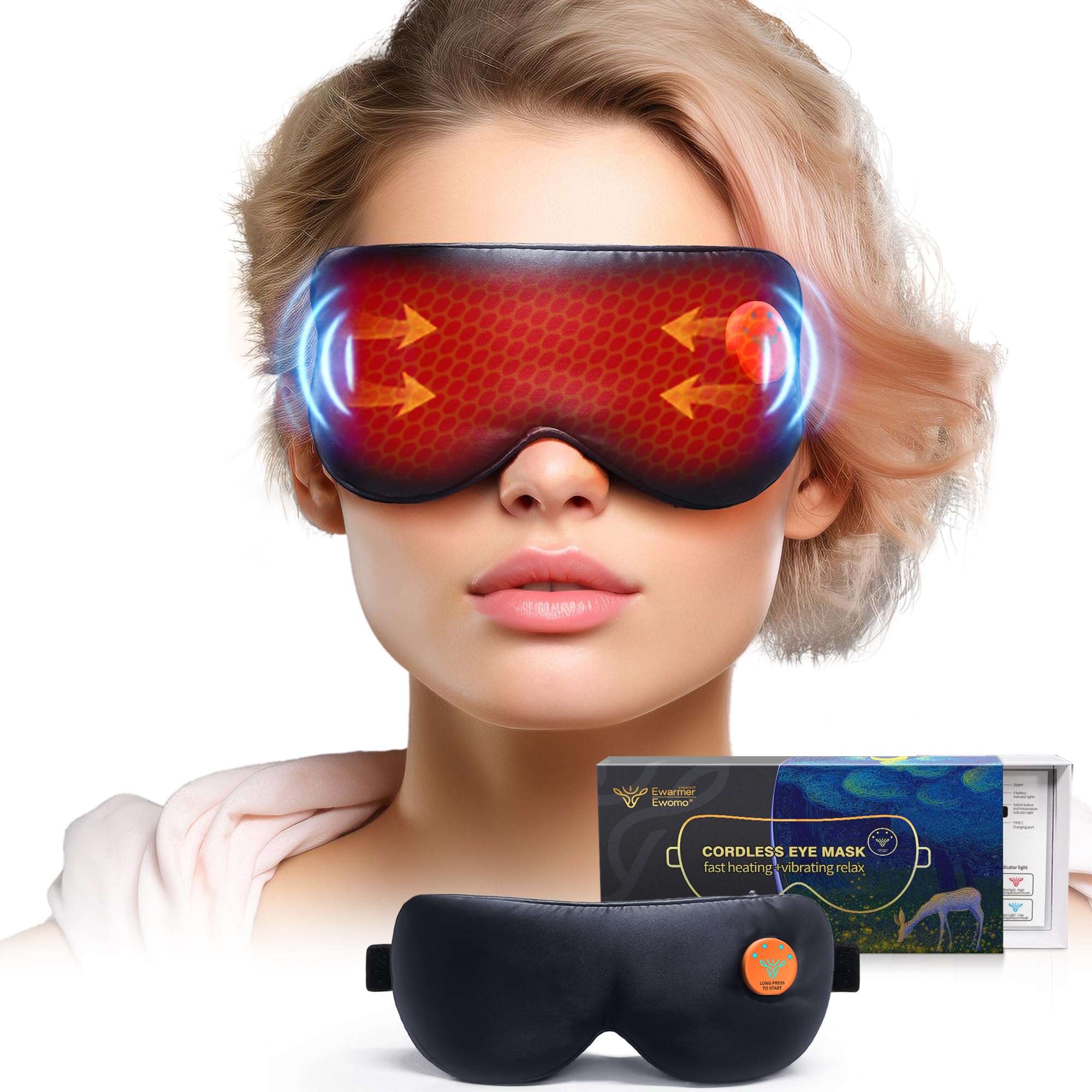 Electric Eye Massage Mask for Dry Eyes Relief Cordless Heated Vibrating Eye Massager Fast Heating Relaxation Silk Sleep