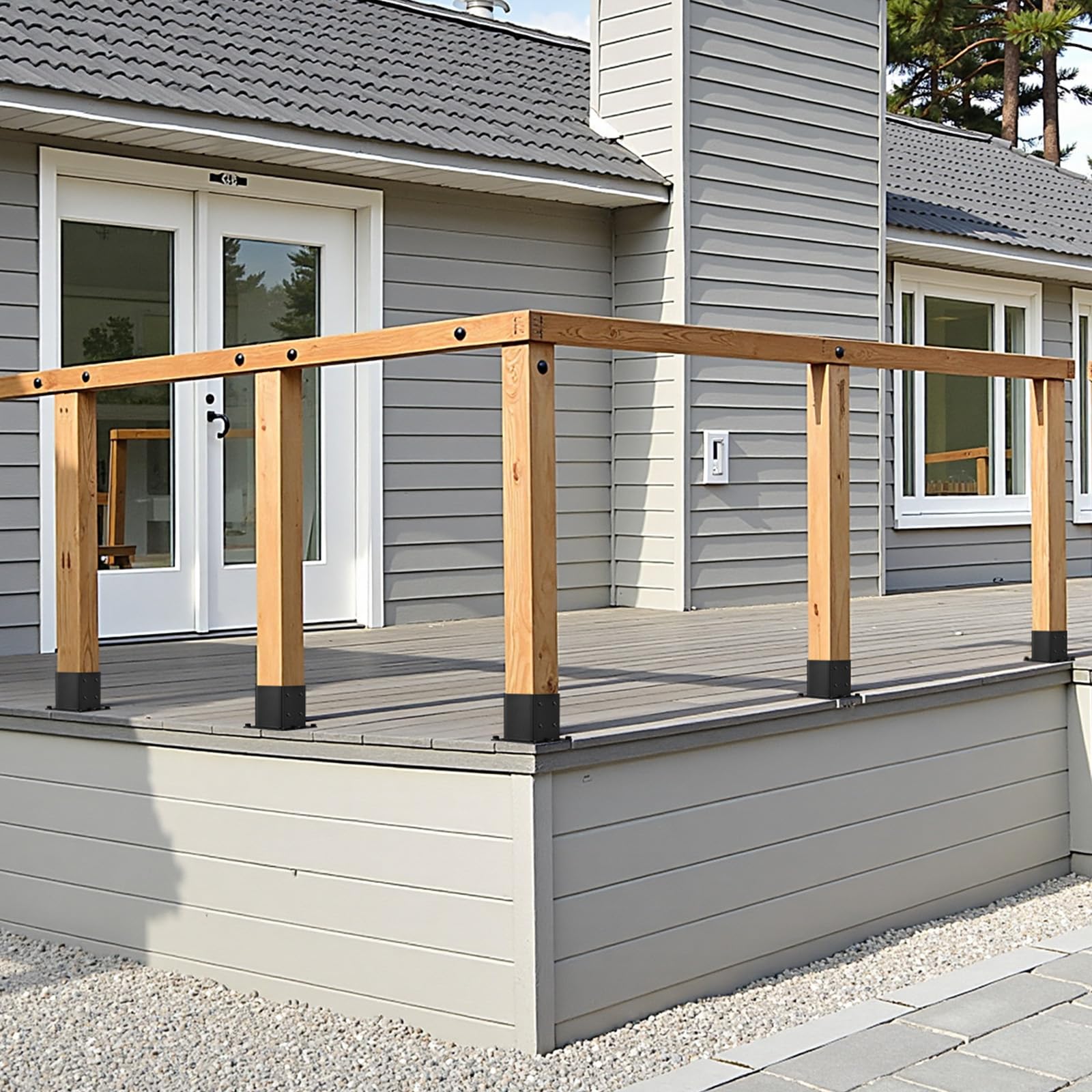VEVOR Base per Pali 96 x 96 mm Dimensioni Interne 92 x 92 mm Staffe per Pali in Acciaio al Carbonio per Impieghi Gravosi, per Supporto Ringhiera per Gazebo, Piastra di Base per Ponte, 4 PZ, Nero