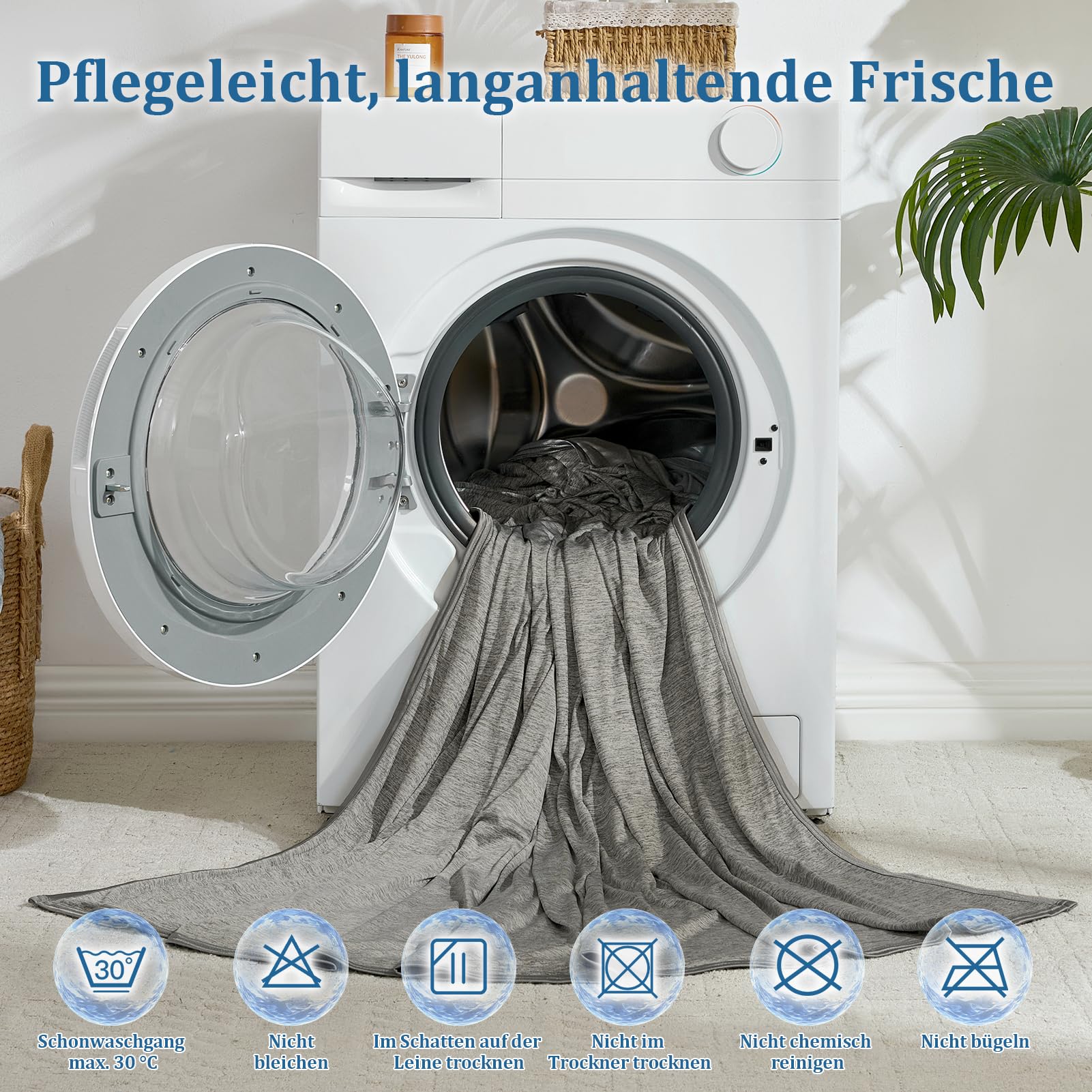 CHOSHOME Kühlende Bettdecke 150x200cm 2 in 1 Sommerdecke mit Q-Max>0,5 Kühlfasern Grau