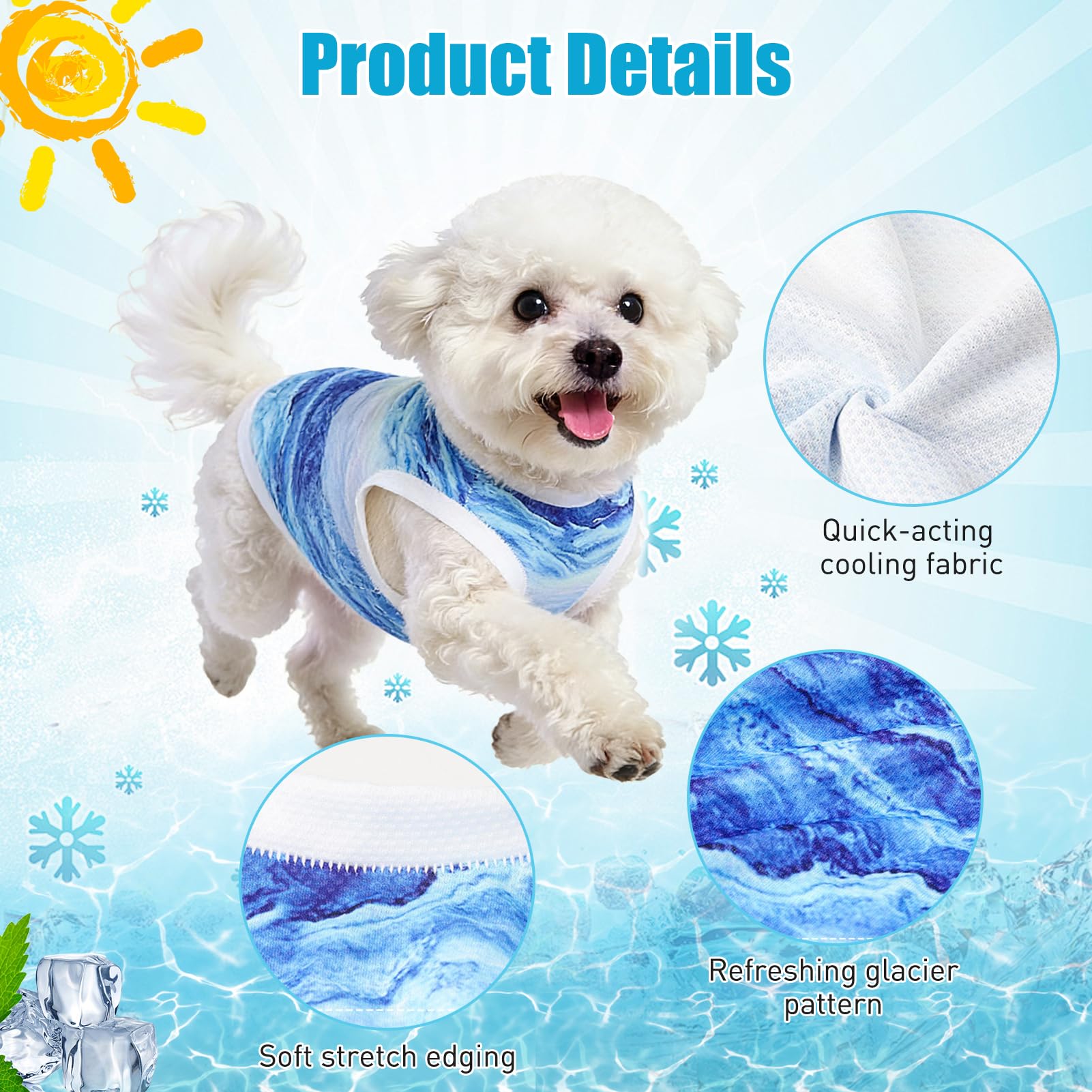 Gilet Rafraîchissant pour Chien, Respirant Manteau Rafraichissant Chien, Doux et Confortable Gilet de Refroidissement pour Chiens de Petite et Moyenne Taille (Bleu-M)