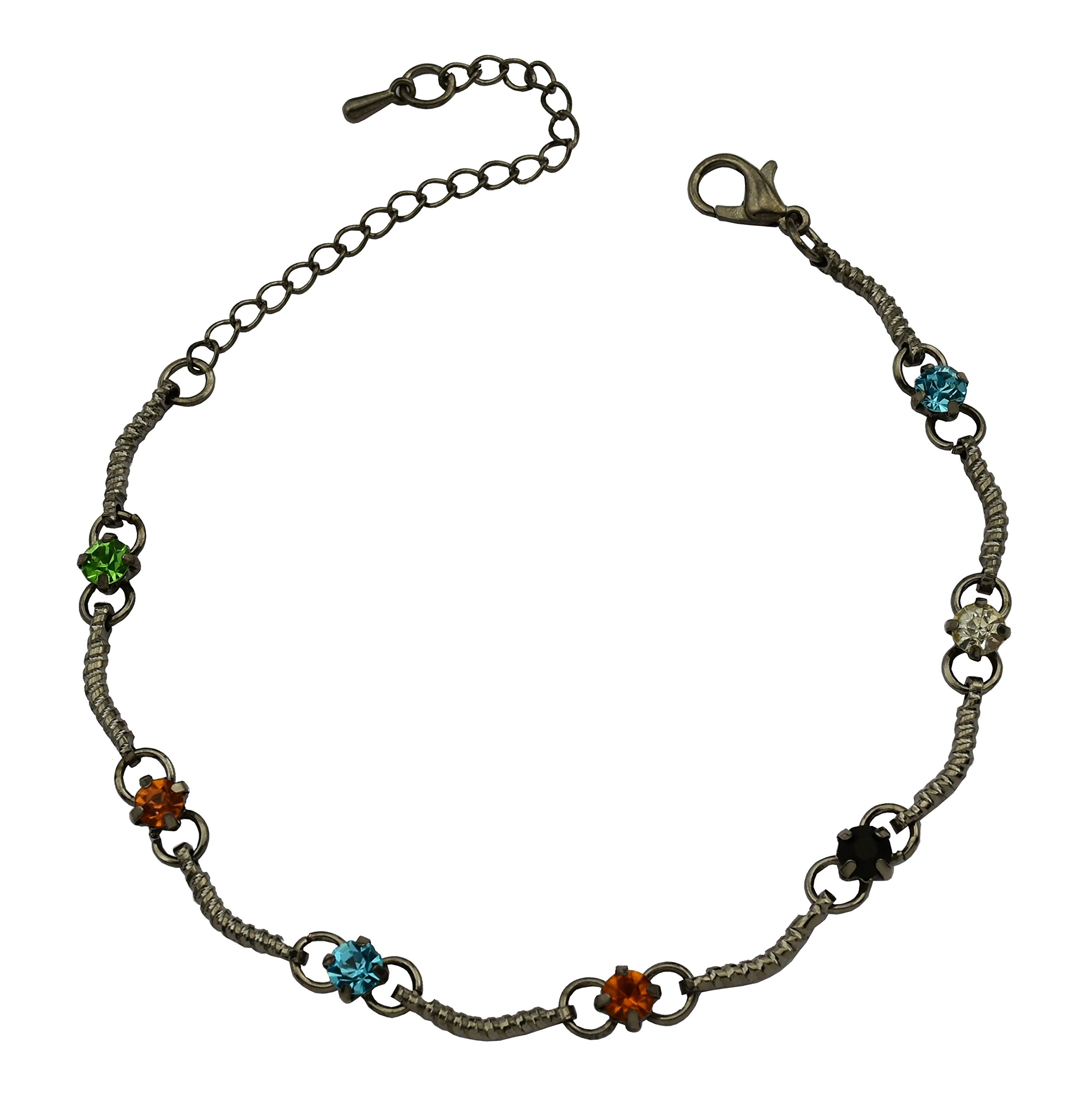 Black Funky Multi Color Fashion Anklet for Women & Girls