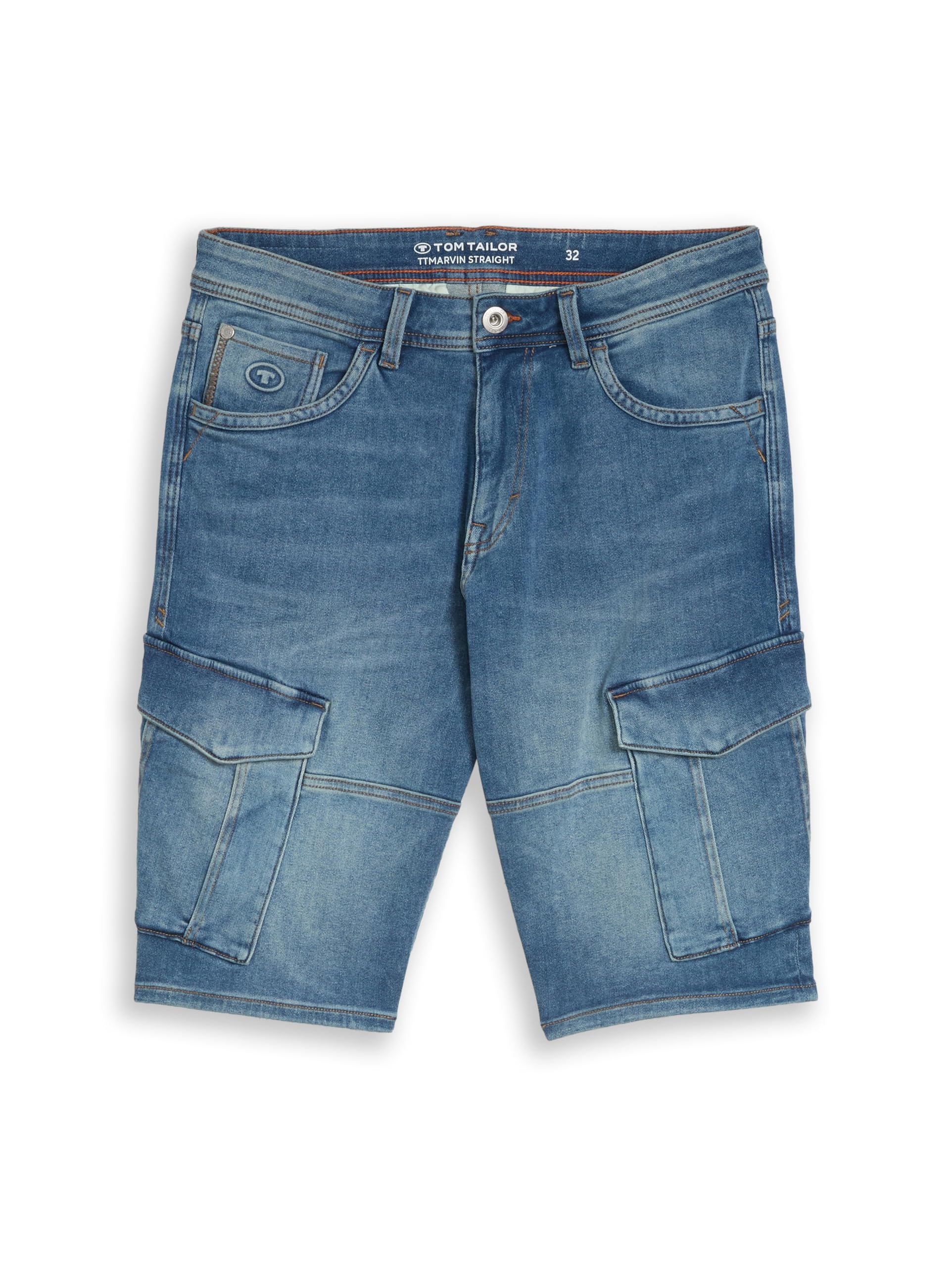 Tom Tailor Herren TTMARVIN Straight Cargo Jeans Shorts 1051462