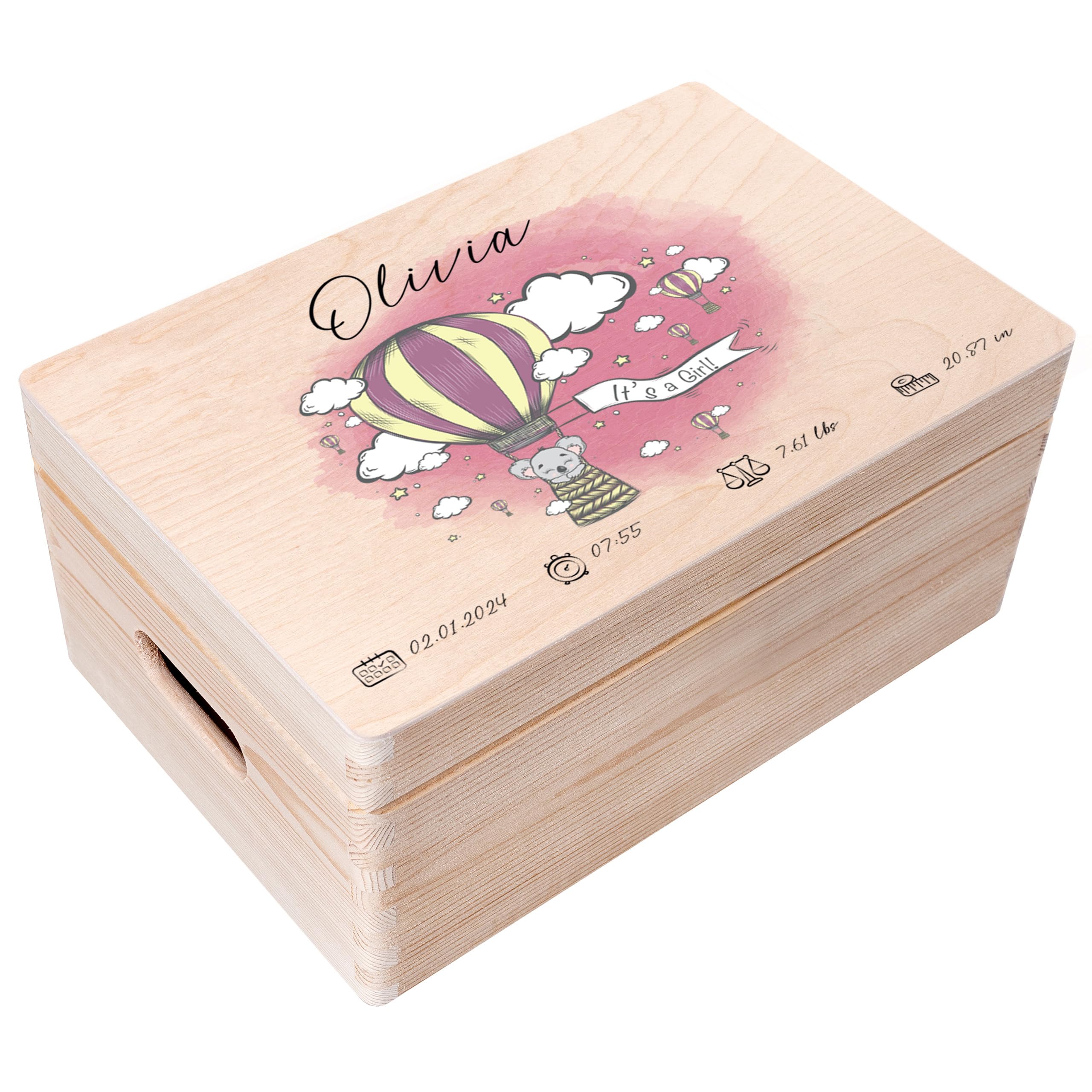 Creative Deco Scatola dei Ricordi Neonato/Nascita Personalizzata Regalo - Koala | Personalizzato Scatole Legno per Bambini | Incisione Cassetta Portaoggetti, Portagiochi | per Ragazzo e Ragazza