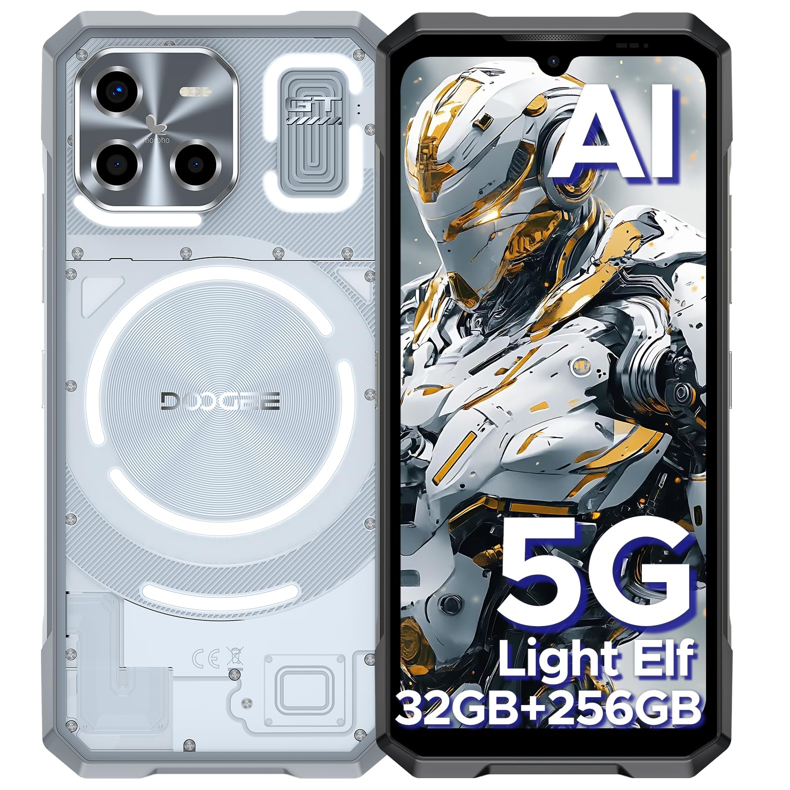 DOOGEE Blade GT 2025 Rugged Smartphone 5G, 32GB+256GB, LED Light Effect, 10.5mm Ultra-thin Body+260g, 6.72” FHD+120Hz, 5500mAh Telefono Indistruttibile, 48MP Rugged Telefoni, Android 14, WIFI6/NFC