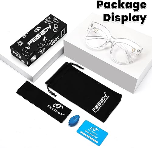 Miniatura 6 de FEISEDY Lentes de bloqueo de luz azul de gran tamaño, vintage, gruesos, para mujer, marco de plástico, hipster, fiesta, B0026