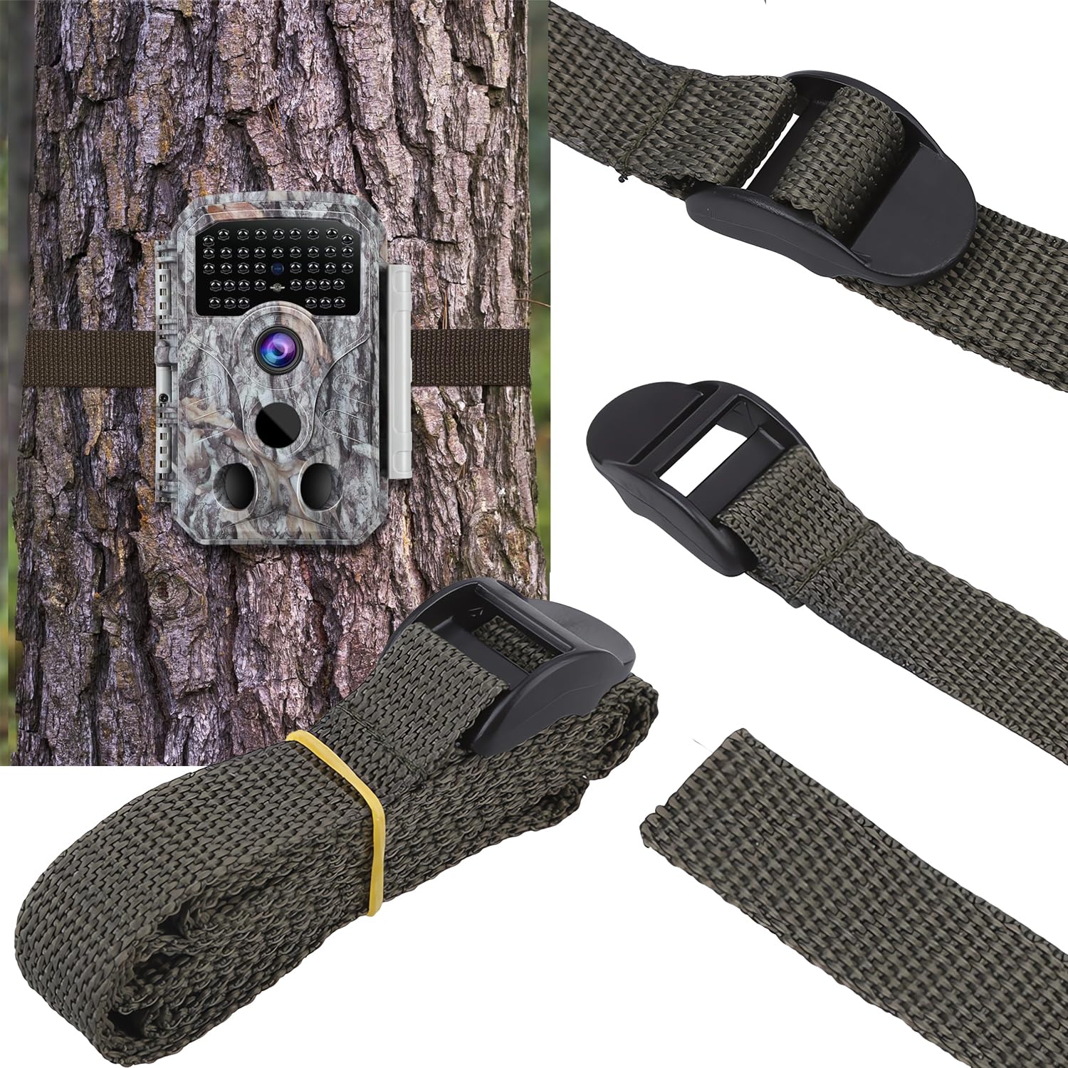 Correa para cámara de caza, correa de fijación para cámara de caza, correa de fibra de nailon de 1,40 cm, accesorio para cámara de caza (4 unidades)