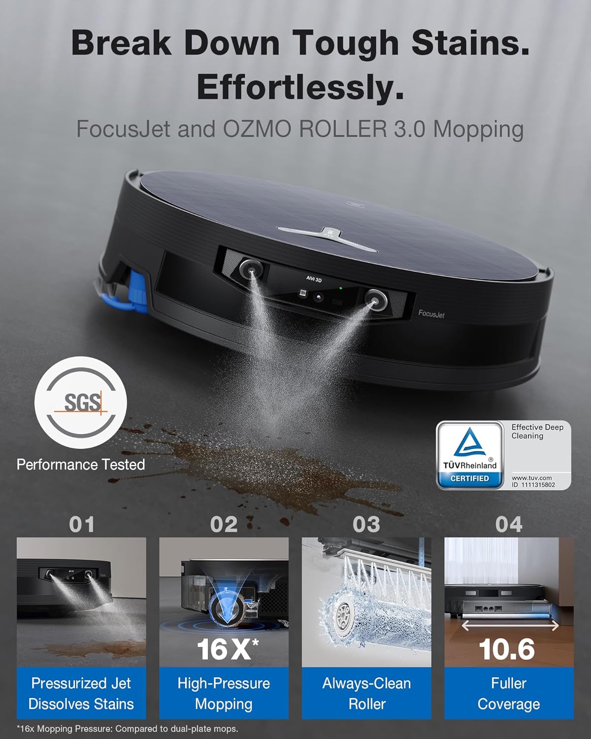 ECOVACS DEEBOT X12 OMNICYCLONE Robot Vacuum and Mop, 22000Pa Suction, FocusJet Pre-Spray, Bagless Dust Station, OZMO Self-Washing Mop, TruEdge Cleaning, ZeroTangle, AIVI 3D AI Navigation 3 81m4 Ut2fZL. AC SL1500