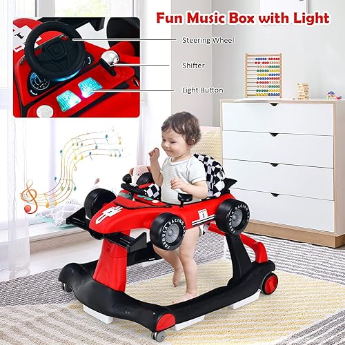 Miniatura 2 de HOMGX - Andador de bebé con ruedas, caminador convertible para bebé y modo de coche de carreras, centro de actividades infantiles con caja de