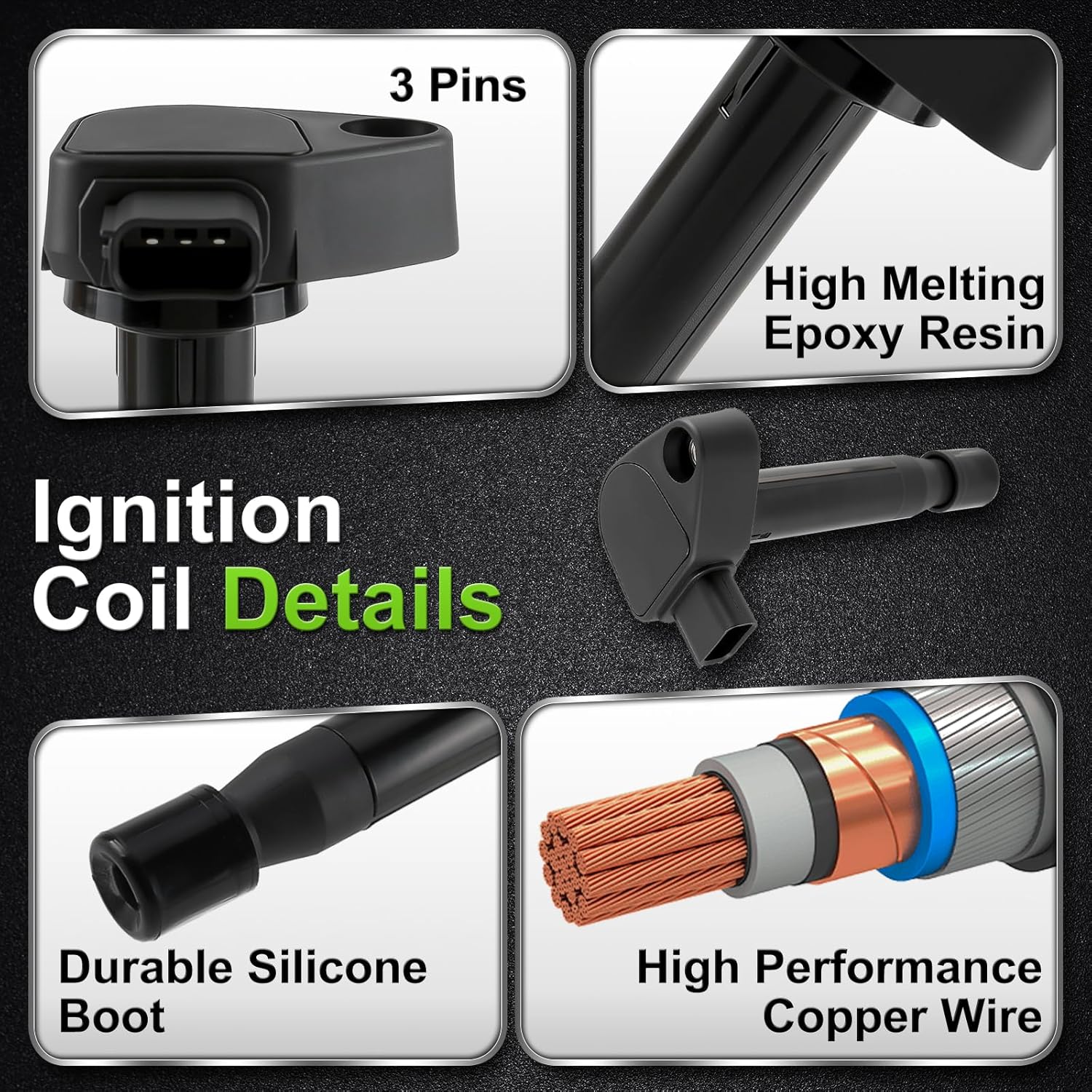 UF242 Ignition Coil C242 Spark Plugs for Honda Accord Pilot Ridgeline Odyssey TL CL RL V6 3.2L 3.5L