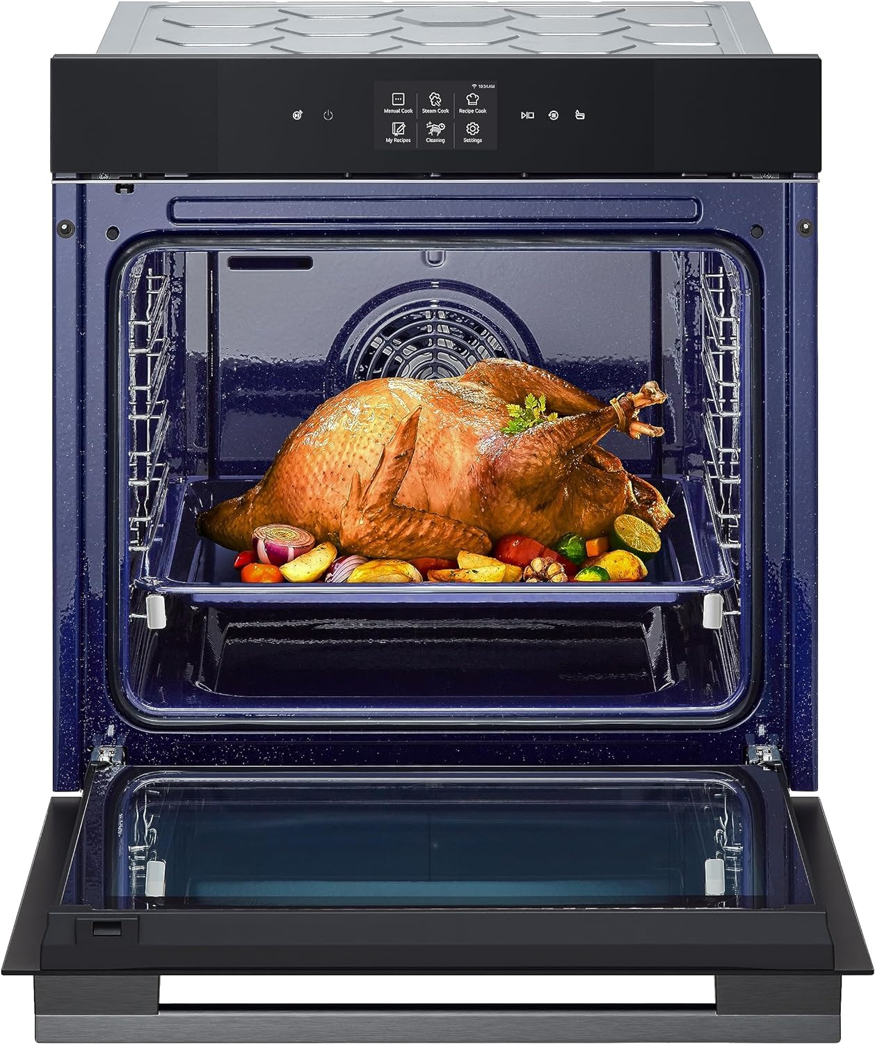LG InstaView WSED7667M Forno da Incasso 100% Vapore, classe A++, 76L, 250°C, Display Touch 4,3", Air Fry, Sous Vide, Pizza, EasyClean, Wi-Fi, Cerniere Ammortizzate, Sonda Temperatura, Nero
