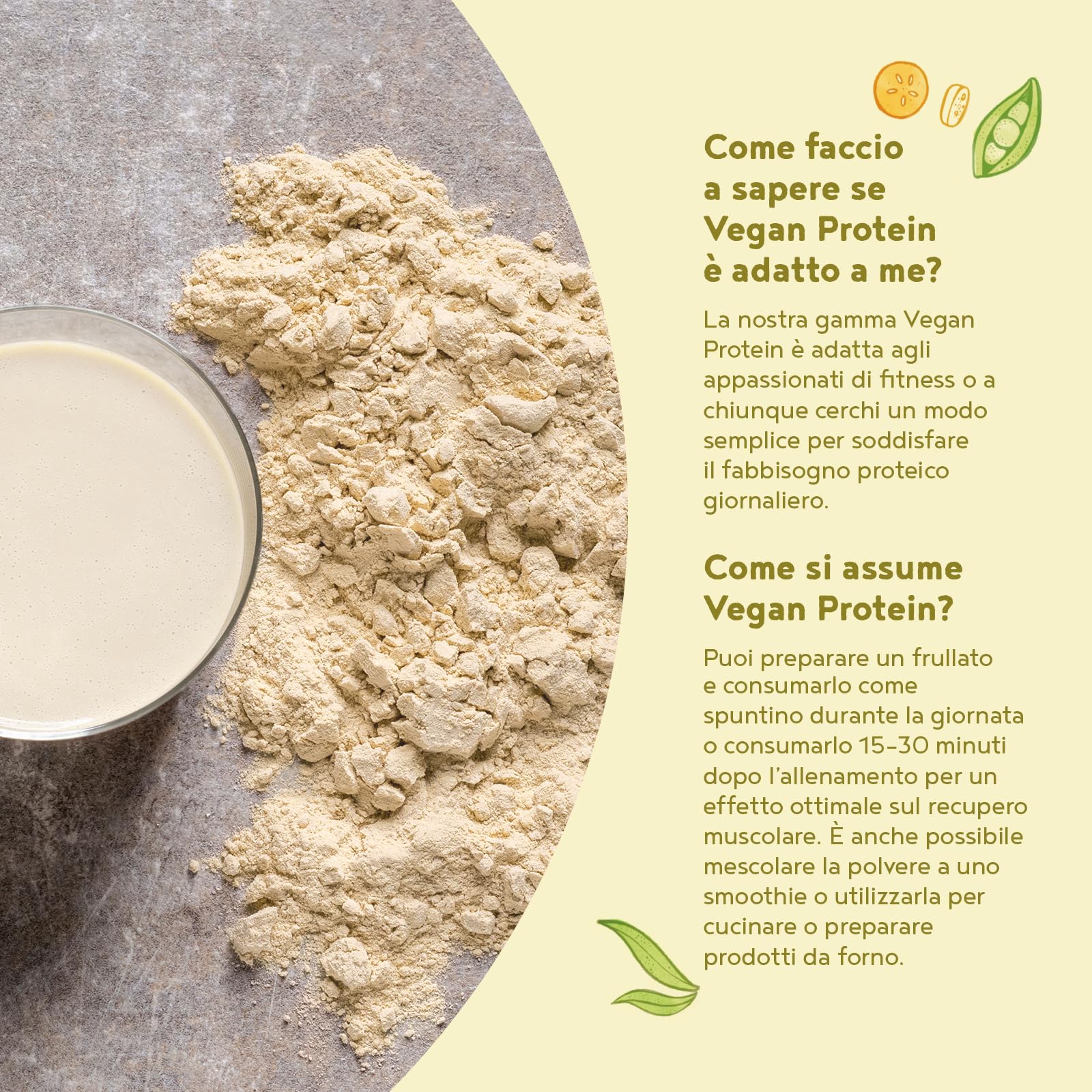 Proteine in Polvere Vegane | Gusto Banana | 23g Proteine Vegetali Isolate di Pisello, Riso, Girasole e Soia | Massa Muscolare | 600g Vegan Protein Powder | Alpha Foods