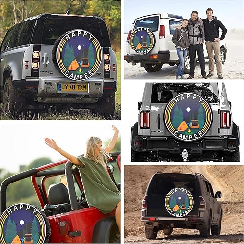 Miniatura 7 de Happy Camper - Funda para neumático de repuesto para remolques de viaje, resistente a la intemperie, a prueba de polvo, protector de rueda para