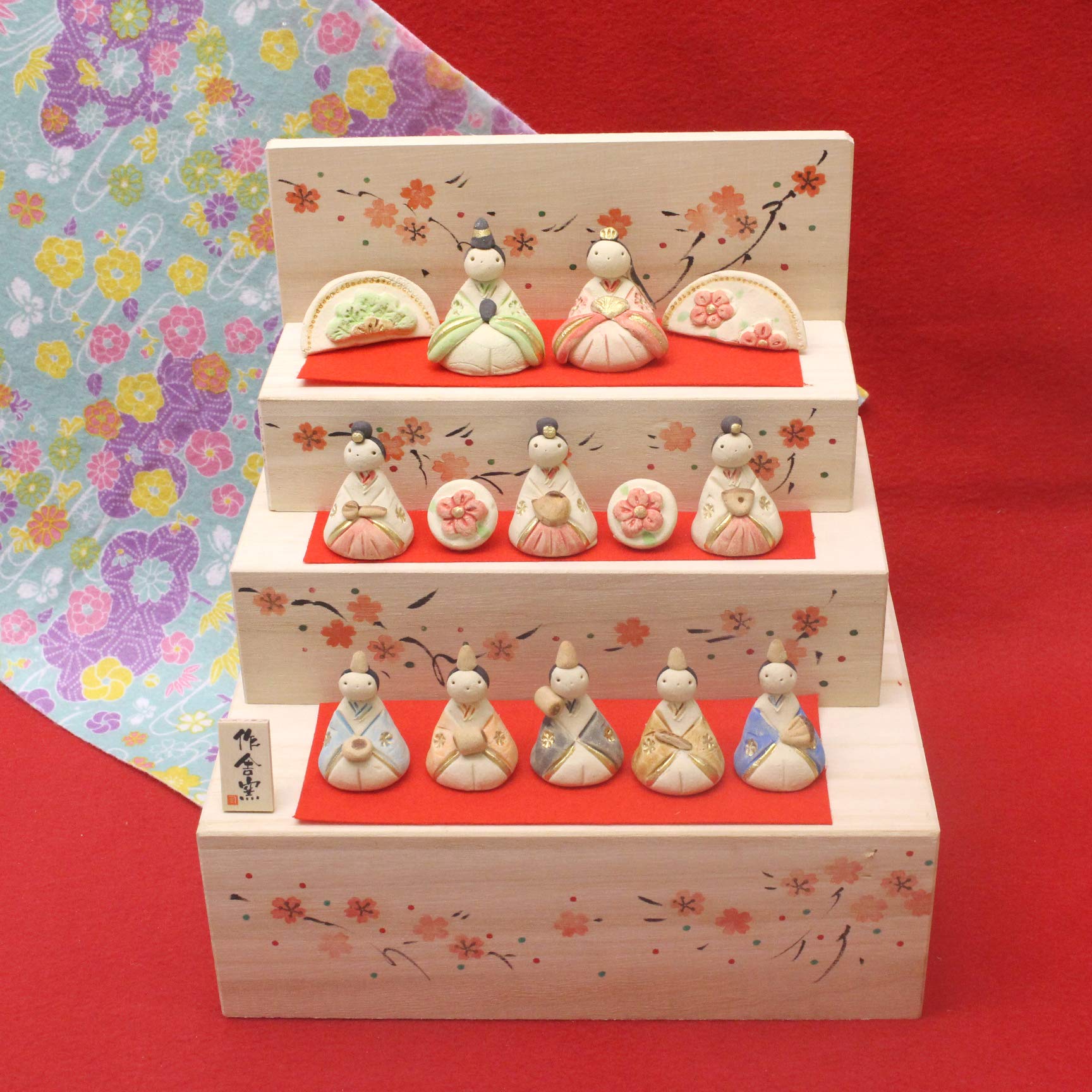 雛人形 花木箱 雛段飾り 陶器ひな人形 ひな祭り 収納できる雛人形