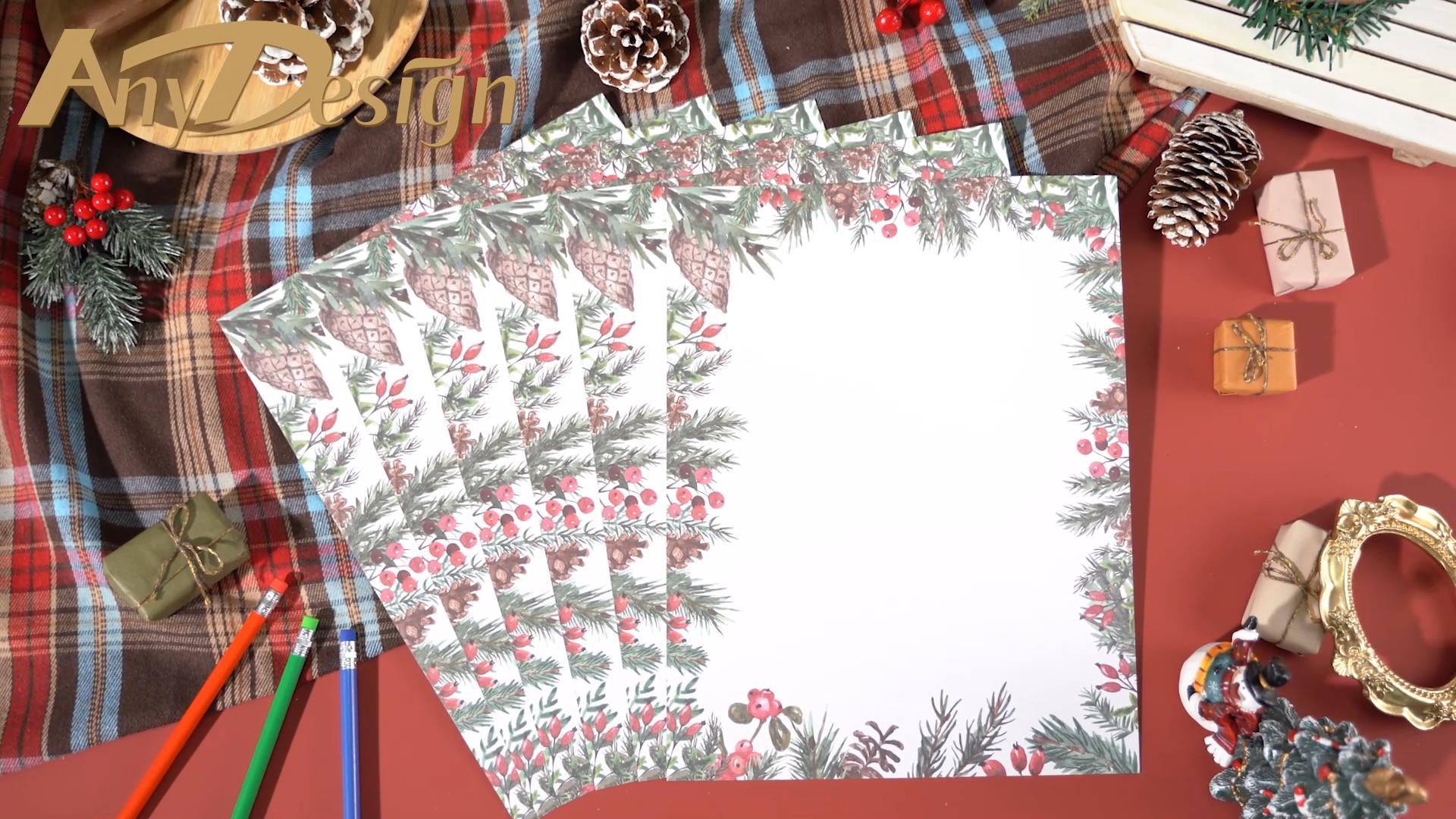 AnyDesign 80 Sheets Christmas Tree Stationery Paper - Buffalo Plaid Letterhead, 8.5 X 11 Inch - View #12
