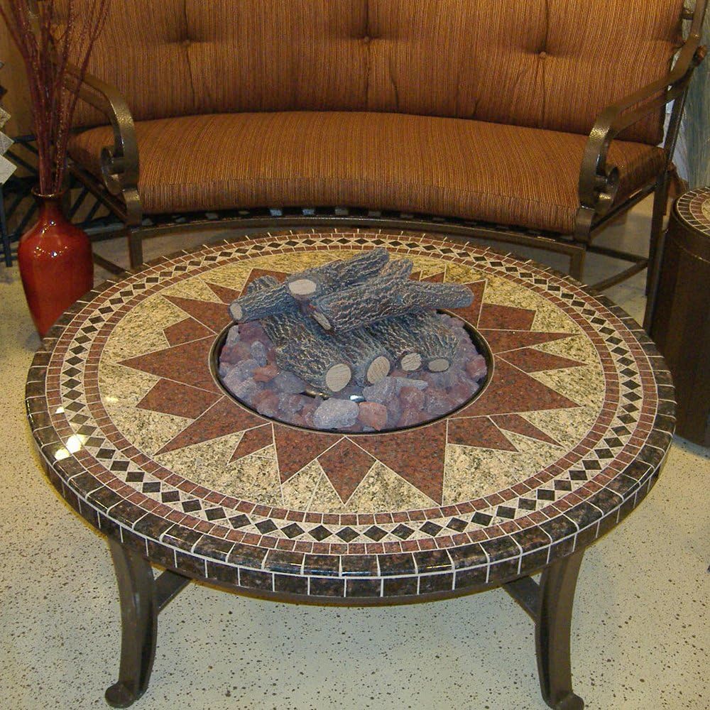 Sundance Southwest UFP1945MFGBZ-P Universal Style Chat Fire Pit-19 in. Tall x 45 in. Diameter44; Morocco Fire Design44; Greens granite colors44; Bronze Powder Coat-Propane