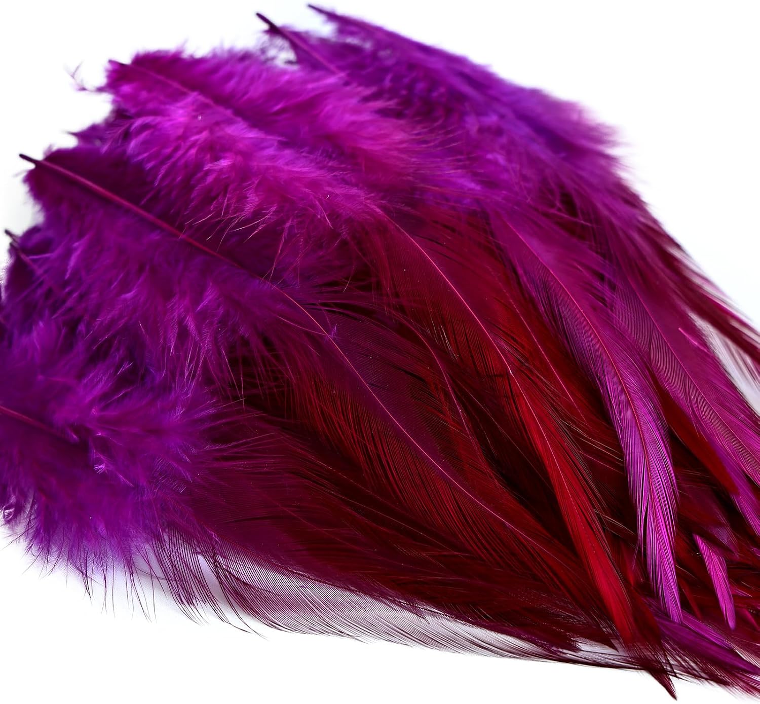 THARAHT 200pcs Purple Saddle Hackle Rooster Feather Loose Bulk 5-7 inch 12-17cm for DIY Dream Catcher Decoration Natural Saddle Hackle Rooster Feather