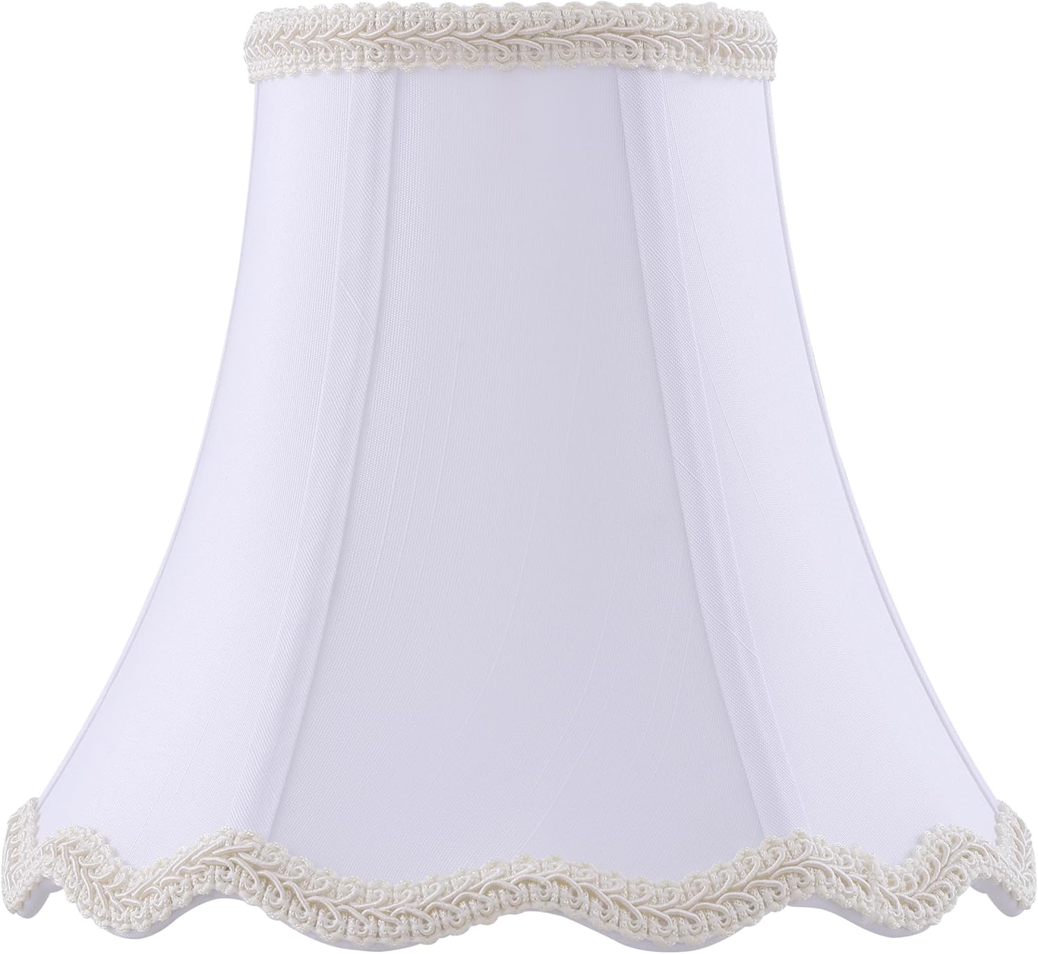 Aspen Creative 55009 Handsewn Scallop Dome Tranditional UNO Lamp Shade in Off-White Faux Silk, 4" Top x 8" Bottom x 7" Slant, Slip UNO 33mm