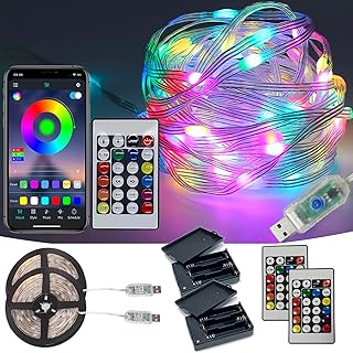 Fairy Lights Color Changing String Lights with Remote, 80FT 2-Pack Twinkle LED Lights USB Plug in or Battery Powered, Outdoor Waterproof Christmas Decorations for Bedroom Wedding Party