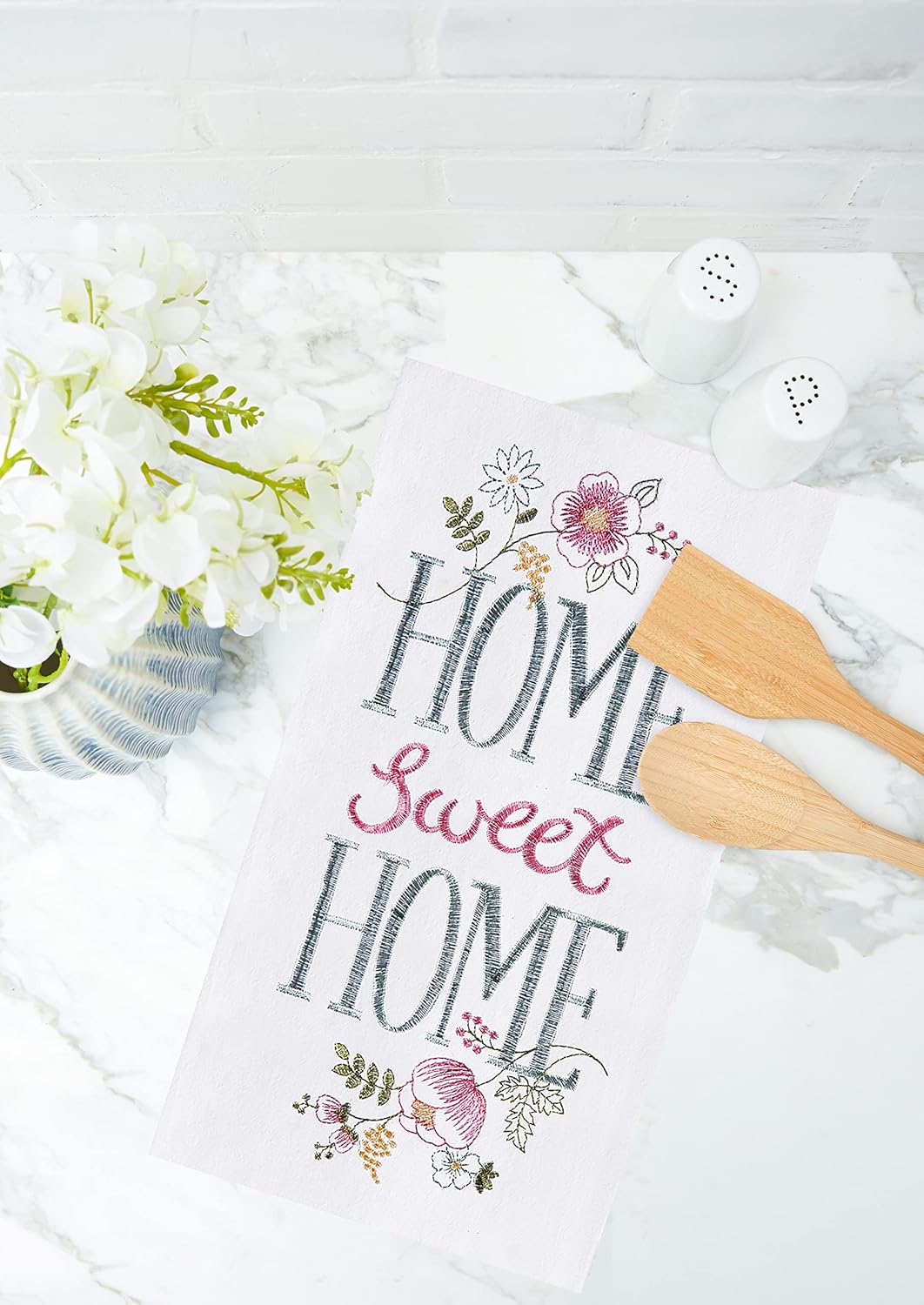 C&F Home Home Sweet Home Embroidered Flour Sack Kitchen Towel Decor Decoration 18" x 27" White - Image 5