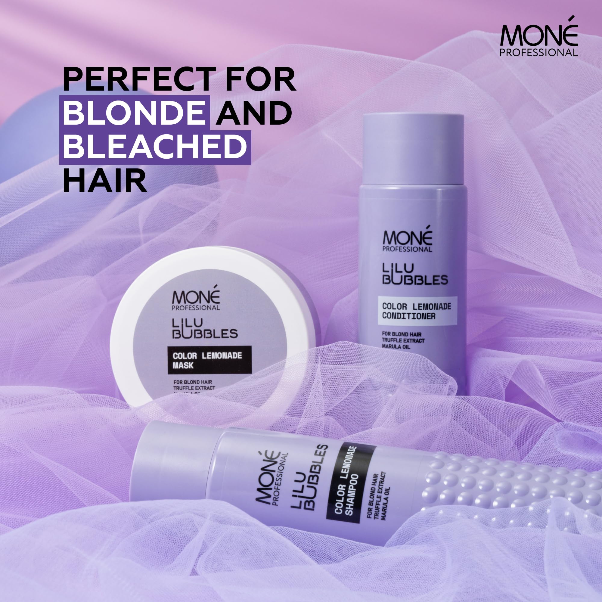 MONÉ PROFESSIONAL, Pack Shampoo for Bleached hair Blonde (dye and natural), Keratin based, Colour reviving and vibrancy - Image 4