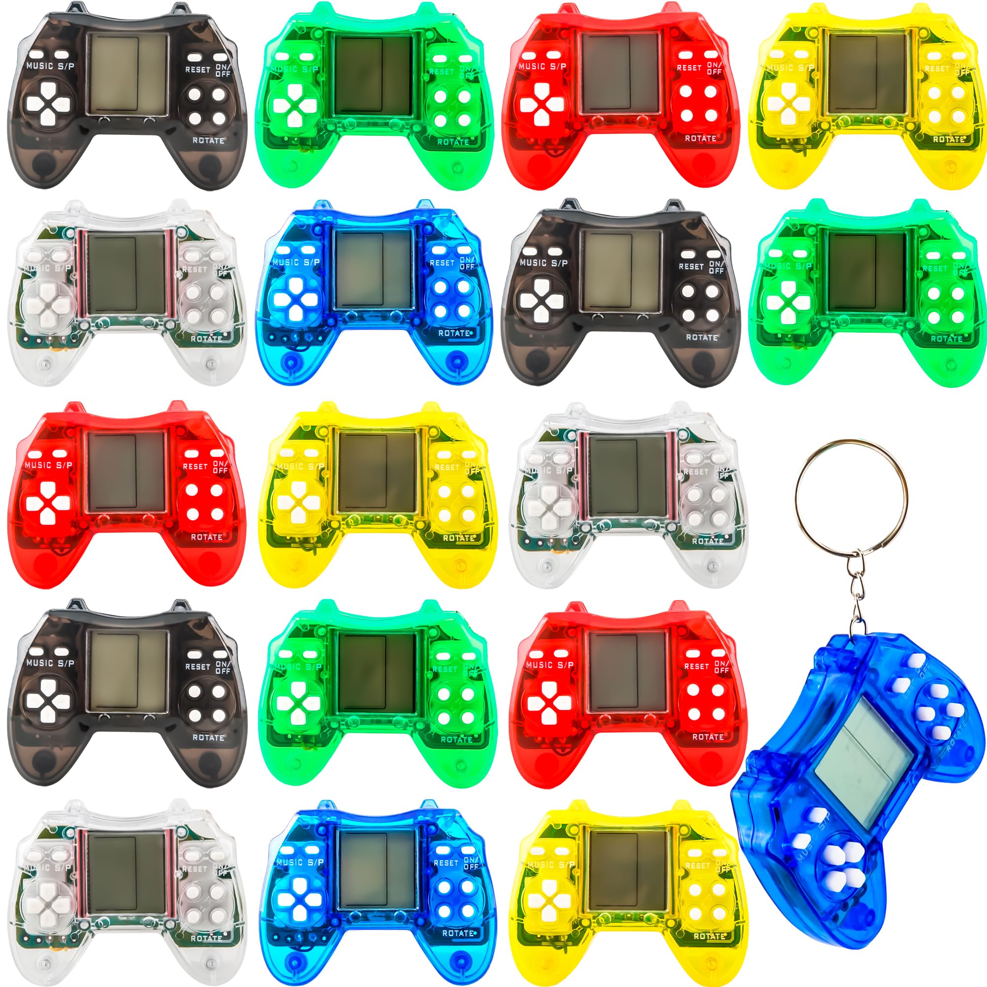 Conagel 18 Pack Mini Video Game Keychain Small Gamepads Keychains for Video Game Party Favors Birthday School Party Gifts (Color Style 1)