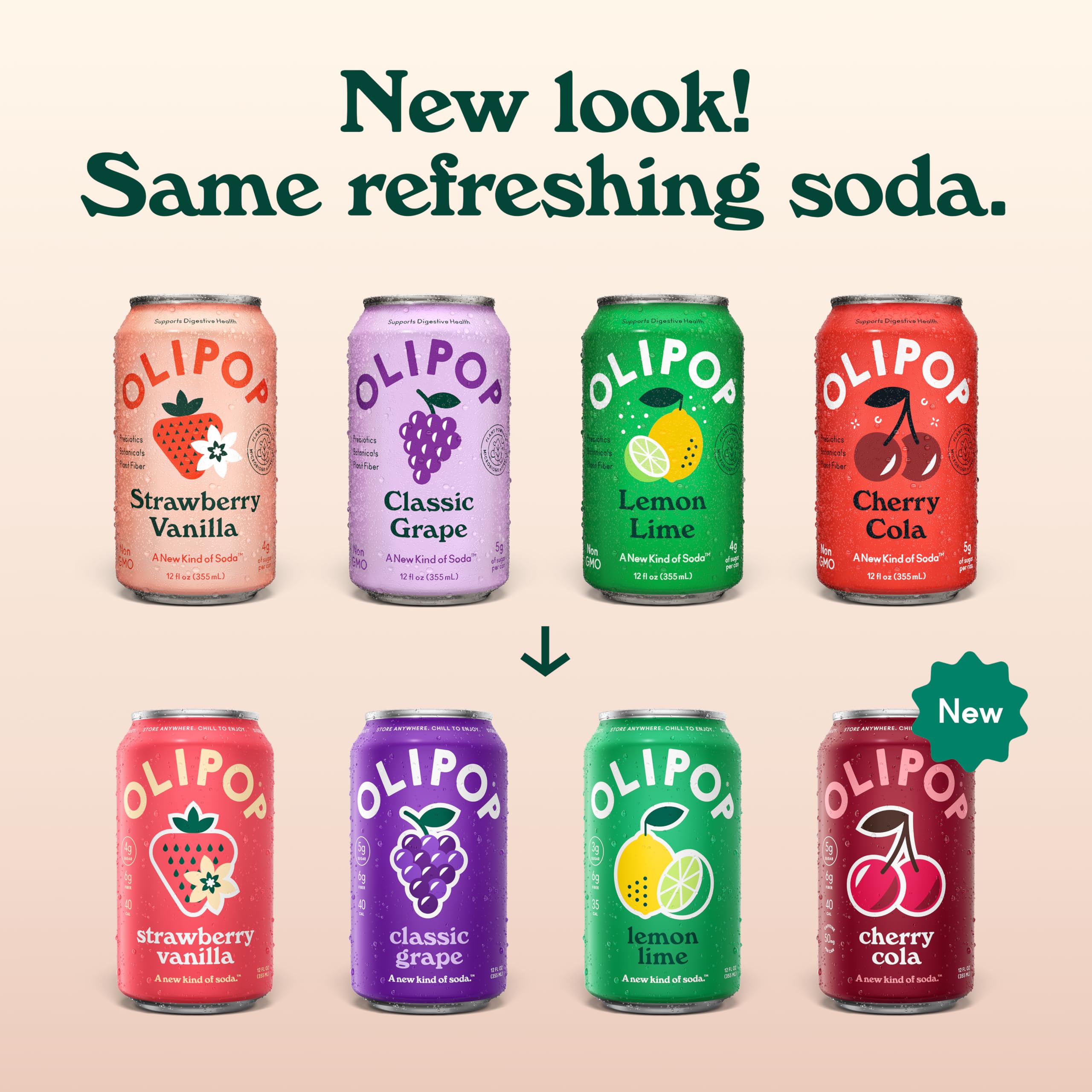 OLIPOP Refrigerante Prebiótico, Variedade Divertida de Frutas