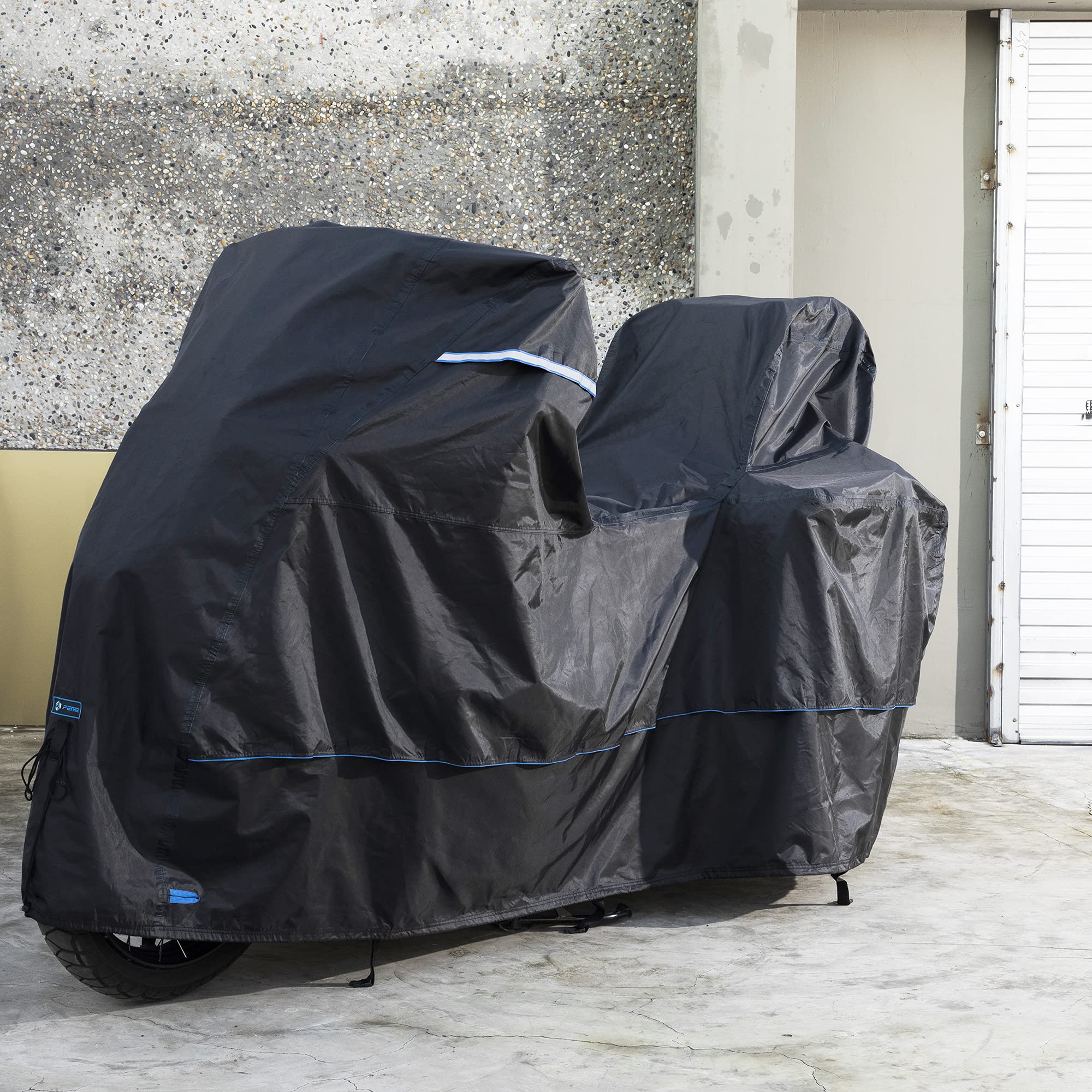 FENRIR 230CM 420D Bâche de Protection Housse Moto Exterieur Etanche pour Voyages d'aventure 1290 Super Adventure R1300GS R1250GS F850GS F750GS Versys Vstrom CB500X NC750X Africa Twin Tiger Multistrada