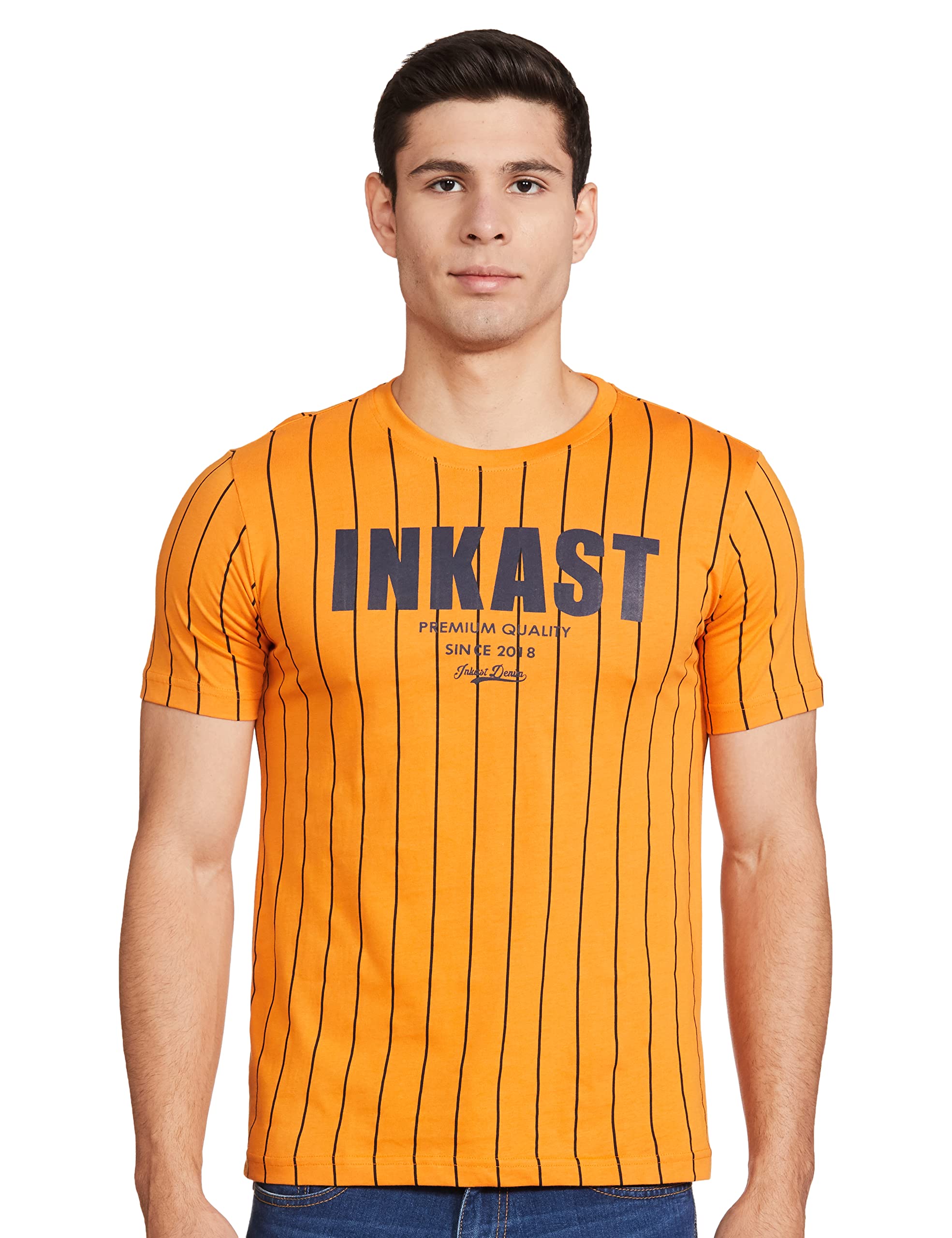 Amazon Brand - INKASTDenim Co. Men's Striped Regular Fit T-Shirt