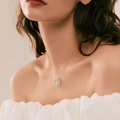 Miniatura 5 de HEKAVIUX Lujoso juego de regalo collar con colgante de corazón de rosa real preservada con ángel para mujer