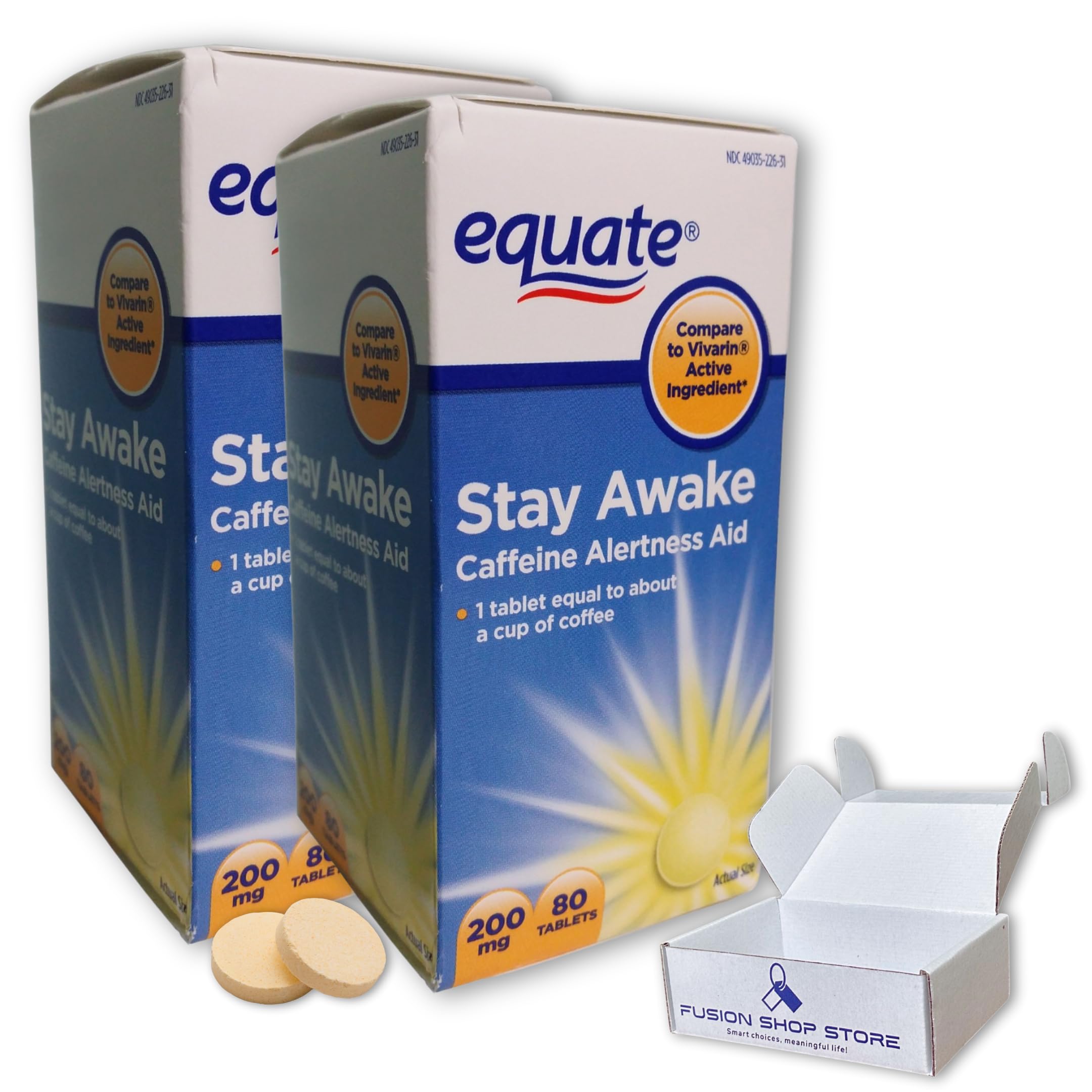 Caffeine Tablets- Stay Awake 200mg, 80 Count (Pack of 2), Boxed by Fusion Shop Store