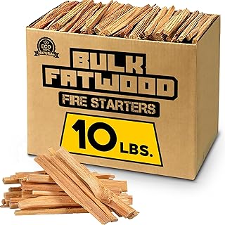EasyGoProducts Eco-Stix Fatwood Fire Starter Kindling Firewood Sticks - 100% Organic - Firestarter for Wood Stoves, Fireplaces, Campfires, Bonfires - 10 Pounds
