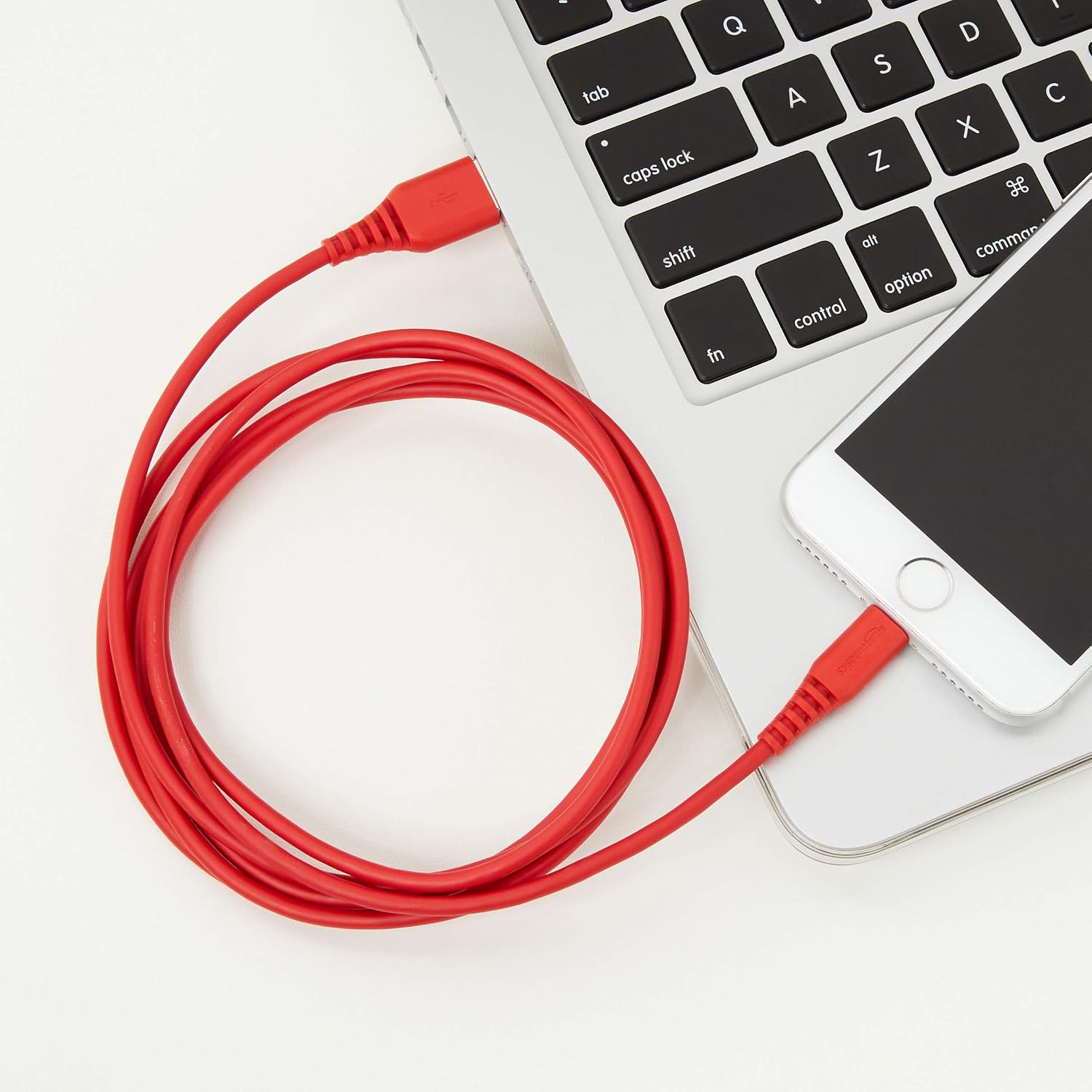 Amazon Basics MFi-Certified Lightning to USB A Cable for Apple iPhone and iPad - 6 Feet (1.8 Meters) - Red