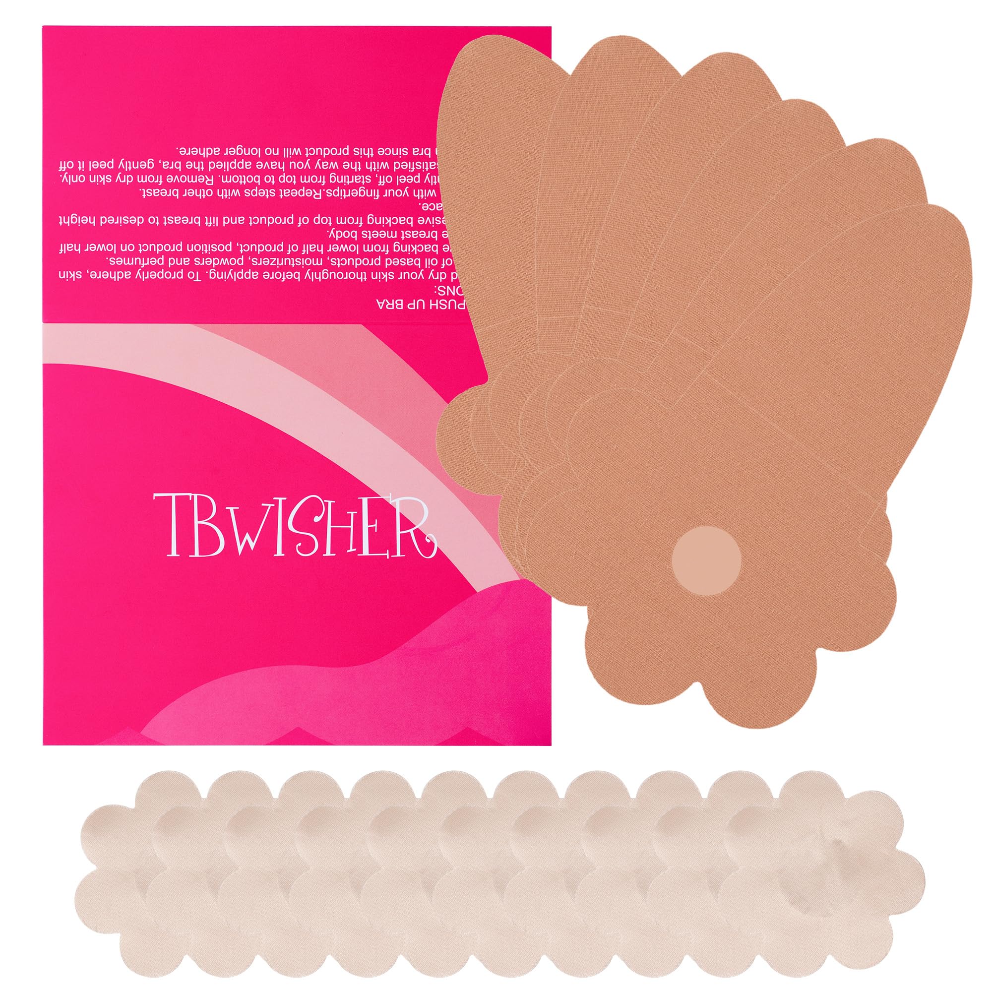Tbwisher Women's Beige Boob Tape For Breast Lift Boobytape - 3 Pairs Sticky Body Tape For Push-Up Shape For Breast Support Lift 5 Pairs Nipple Protector Covers (, F-G-H)