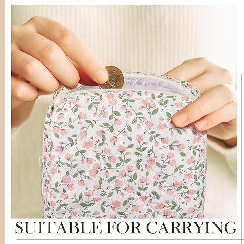 Miniatura 6 de Abbylike 4 bolsas de maquillaje floral con cremallera, pequeñas bolsas portátiles para bolso, artículos de tocador, mini bolso de maquillaje para