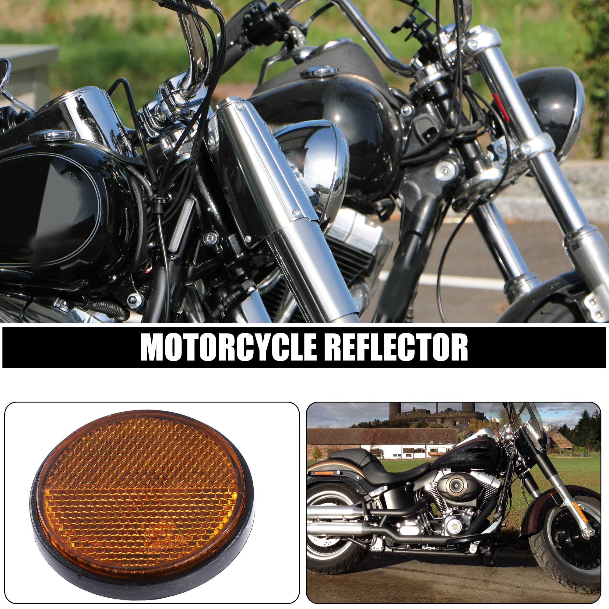 X AUTOHAUX 4 Pcs M6x1.0 Orange Plastic Universal Round Screw Mount Reflective Warning Reflector for Motorcycle Bike