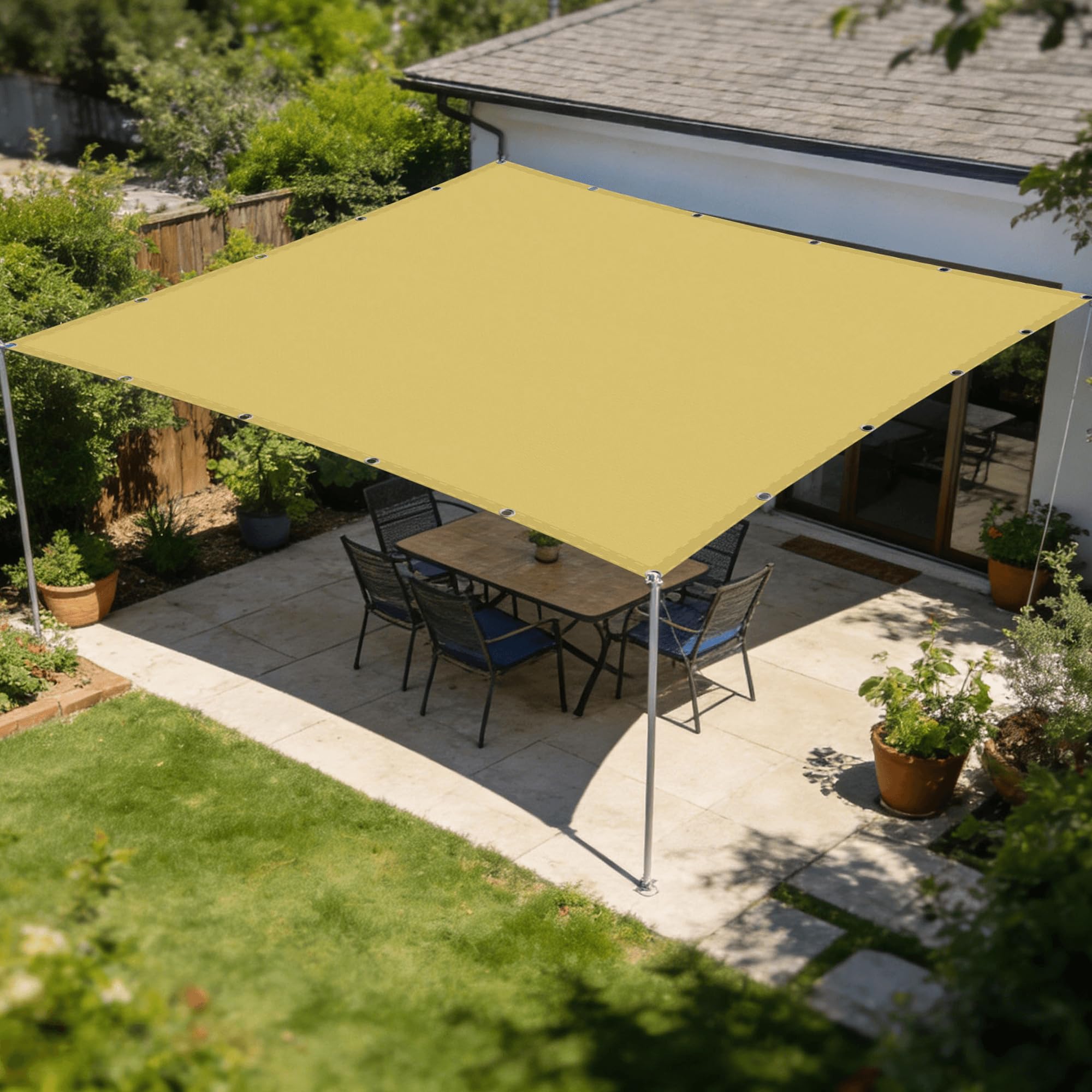 Voiles Ombrages 5.5x6m anti effet de serre pour terrasse et patio