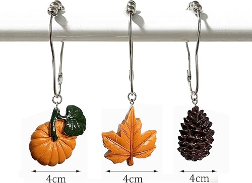 Miniatura 6 de Ganchos para cortina de ducha de otoño, bonitos ganchos para cortina de ducha, diseño rústico de otoño, diseño de cabaña de bosque, decoración de