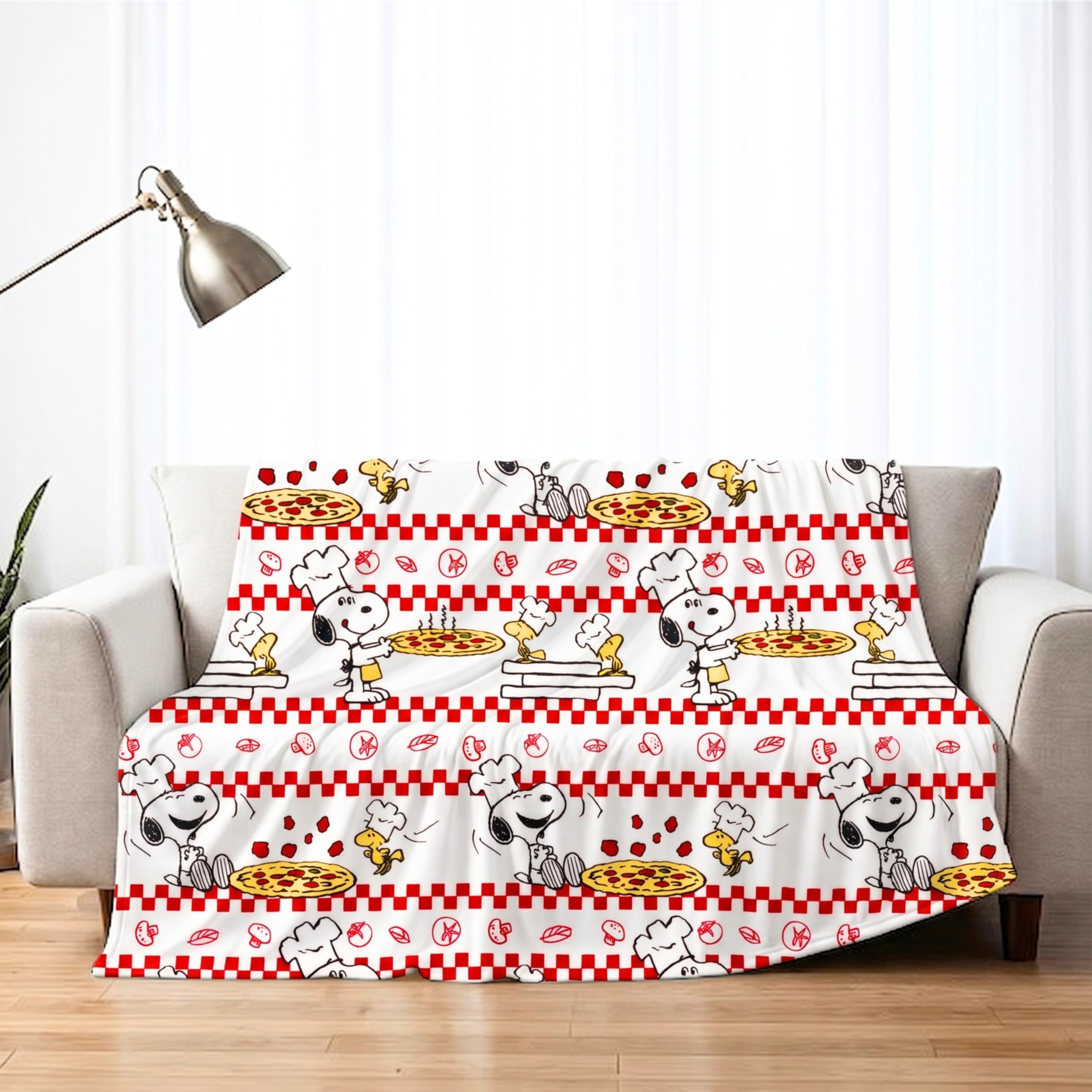 Peanuts® Chef Snoopy Pizza Throw, Super Soft Plush Cozy Throw Blanket, 70 in x 50 in, (Officially Licensed Product) by Franco Collectibles®