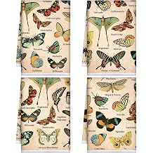 Kajaia 4 Pcs Butterfly Kitchen Towels Rustic Hand Towels Butterfly Tea Towel Vintage Cottage Core Decor Absorbent Dishcloth Witch Fairy Decoration for Home Farmhouse Housewarming Gift Spring Holiday