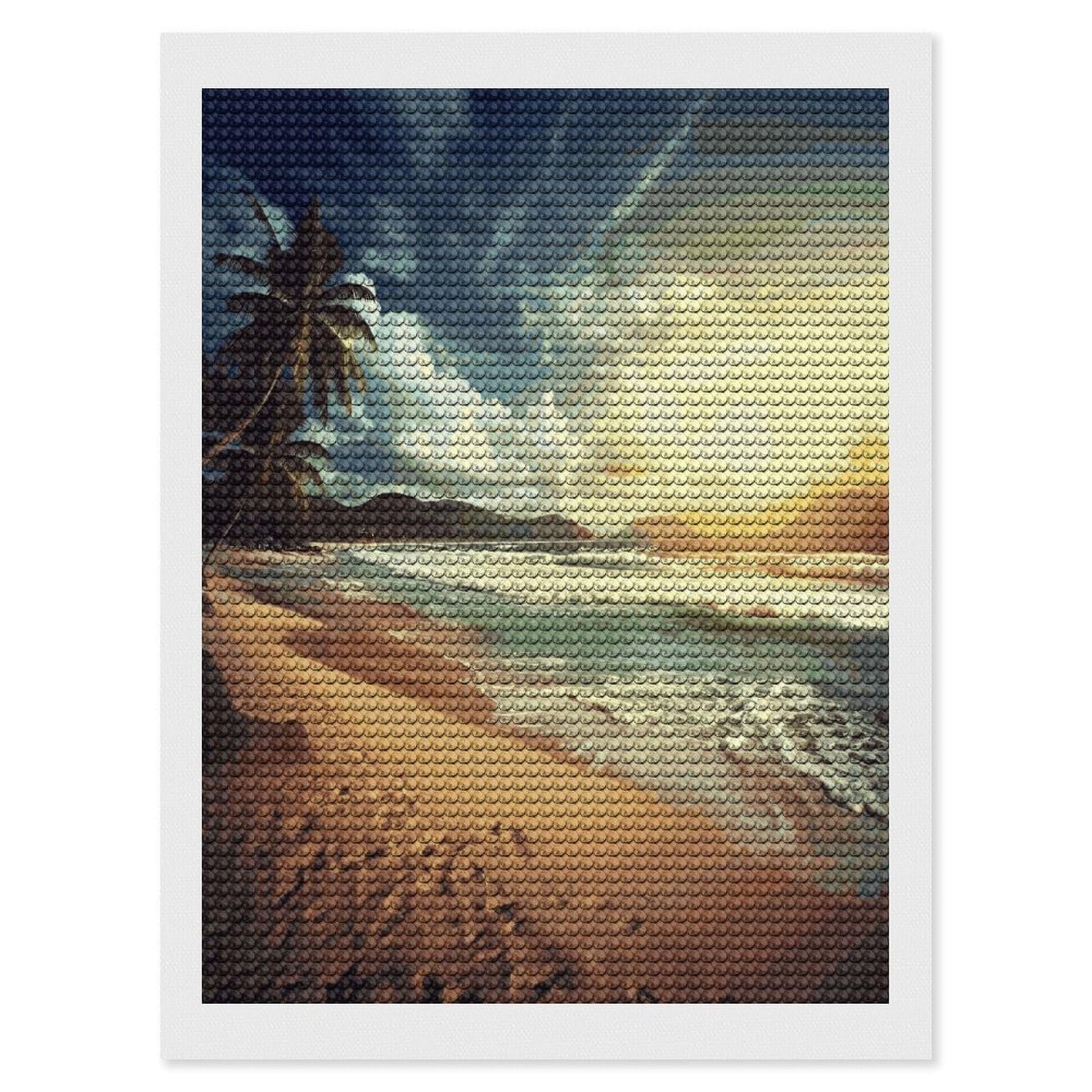 LDGSUPH Sunset on The Beach Diamond Painting Kits for Adults Paint with Diamond Pictures Art DIY Full Drill Diamond Dots Painting Personalized Diamond Photo for Home Wall Decor Gift 12"x16"