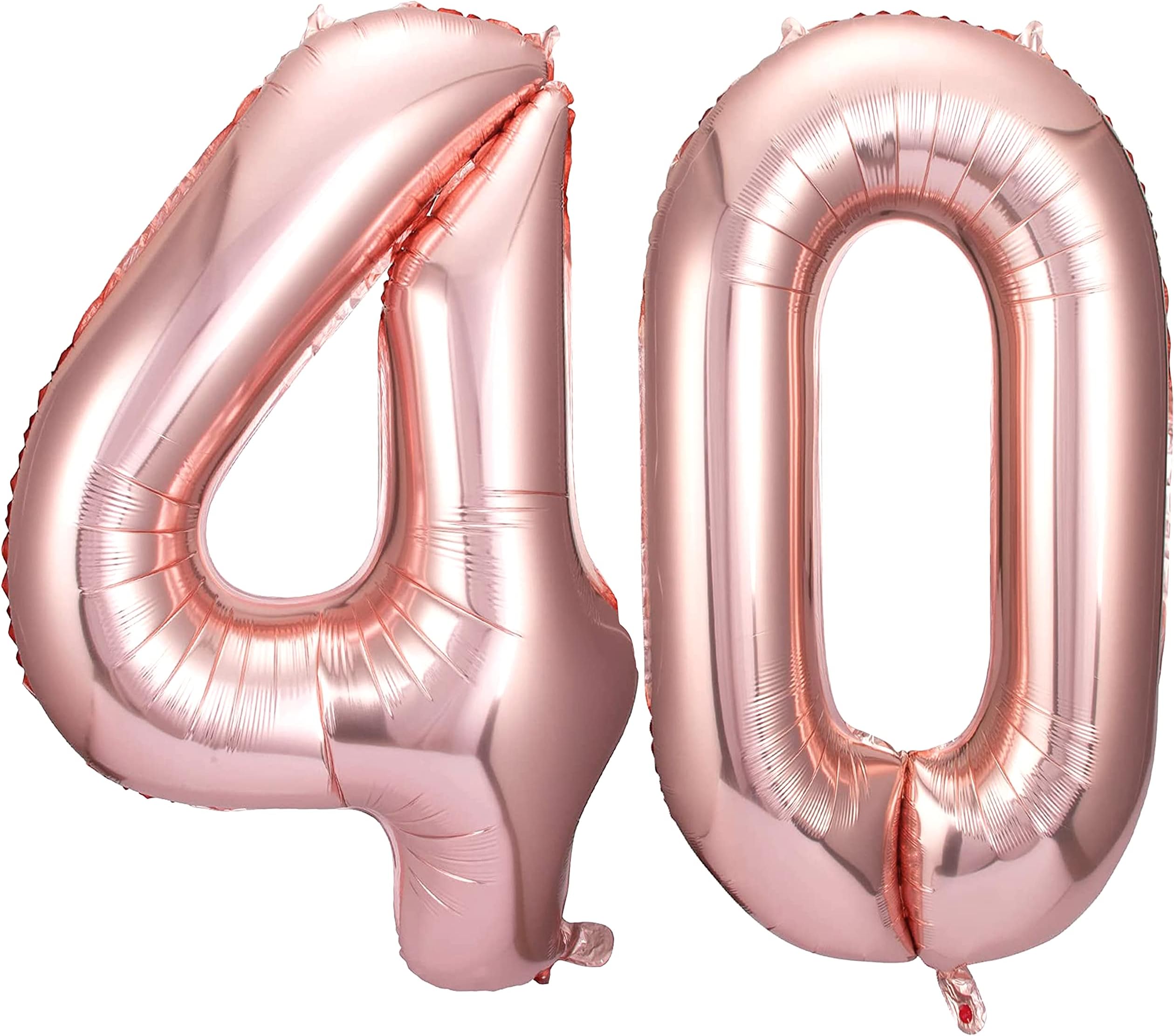 Rose Gold 40 Number Balloons Big Giant Jumbo Large Number 40 Foil Mylar Balloons for Women 40th Birthday Party Anniversary Decorations