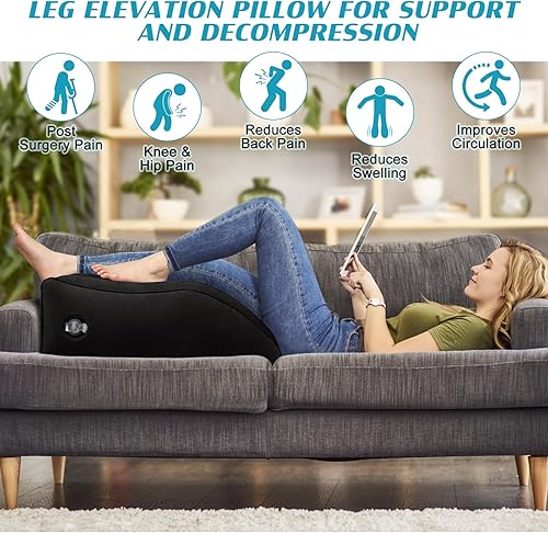 Miniatura 2 de Almohada de cuña para dormir, almohada inflable de elevación de piernas para hinchazón, circulación, alivio del dolor de piernas y espalda, almohada